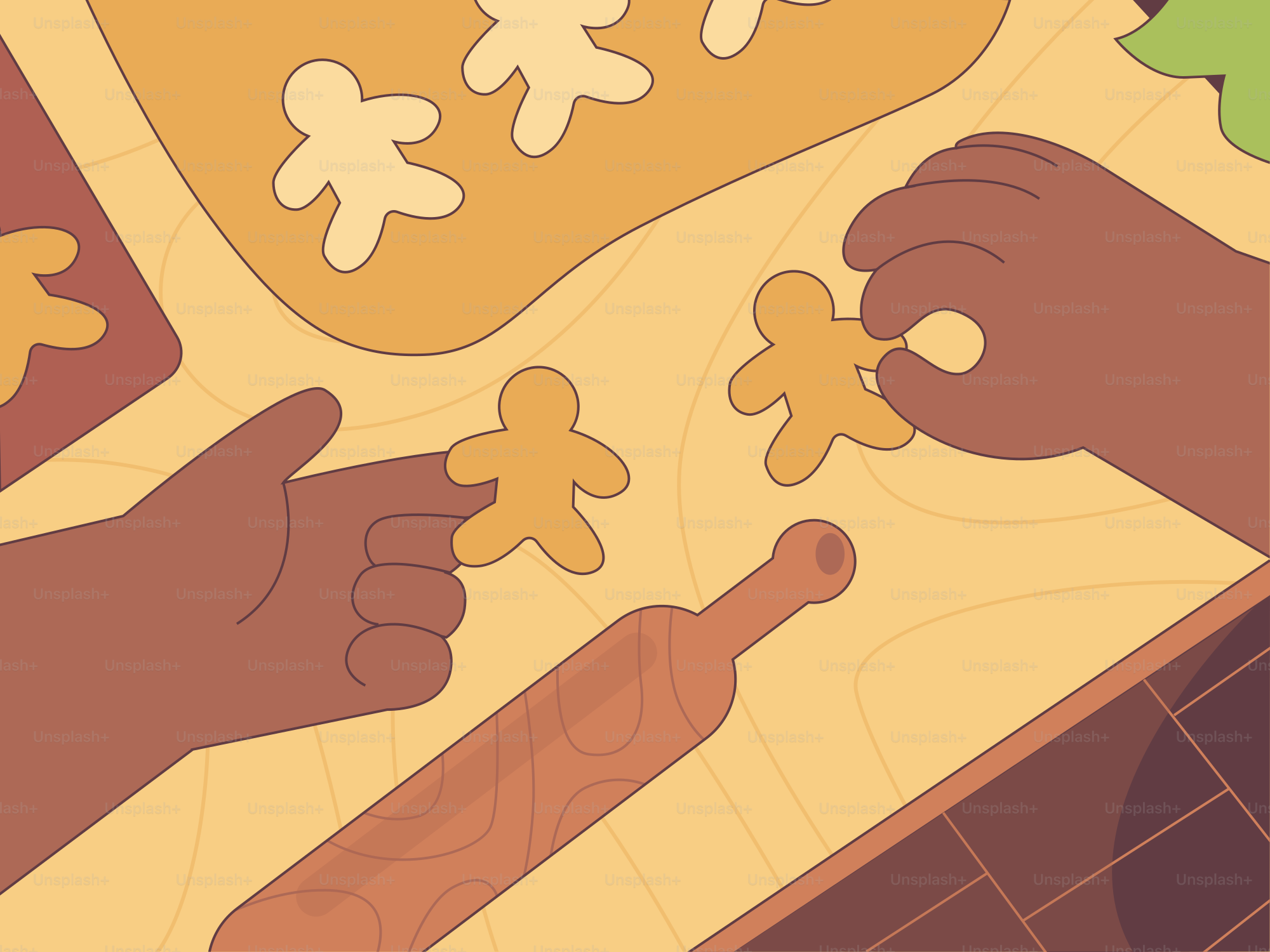 A couple of people are making ginger cookies