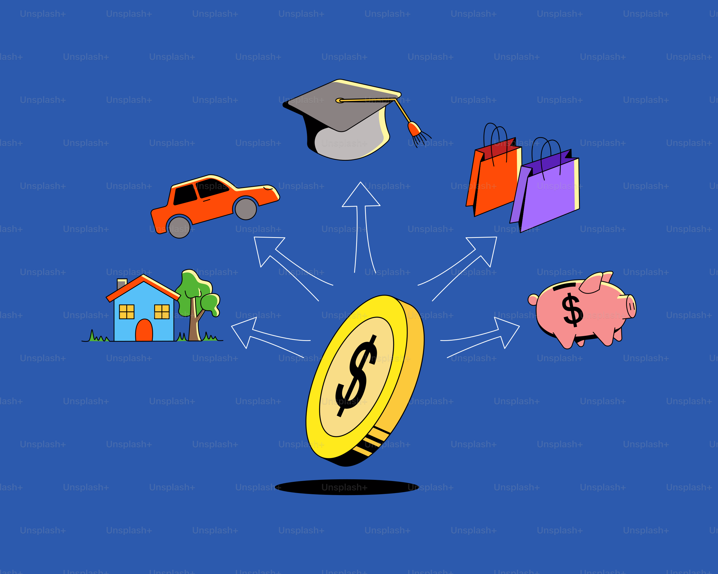 A piggy bank with a graduation cap on top of it