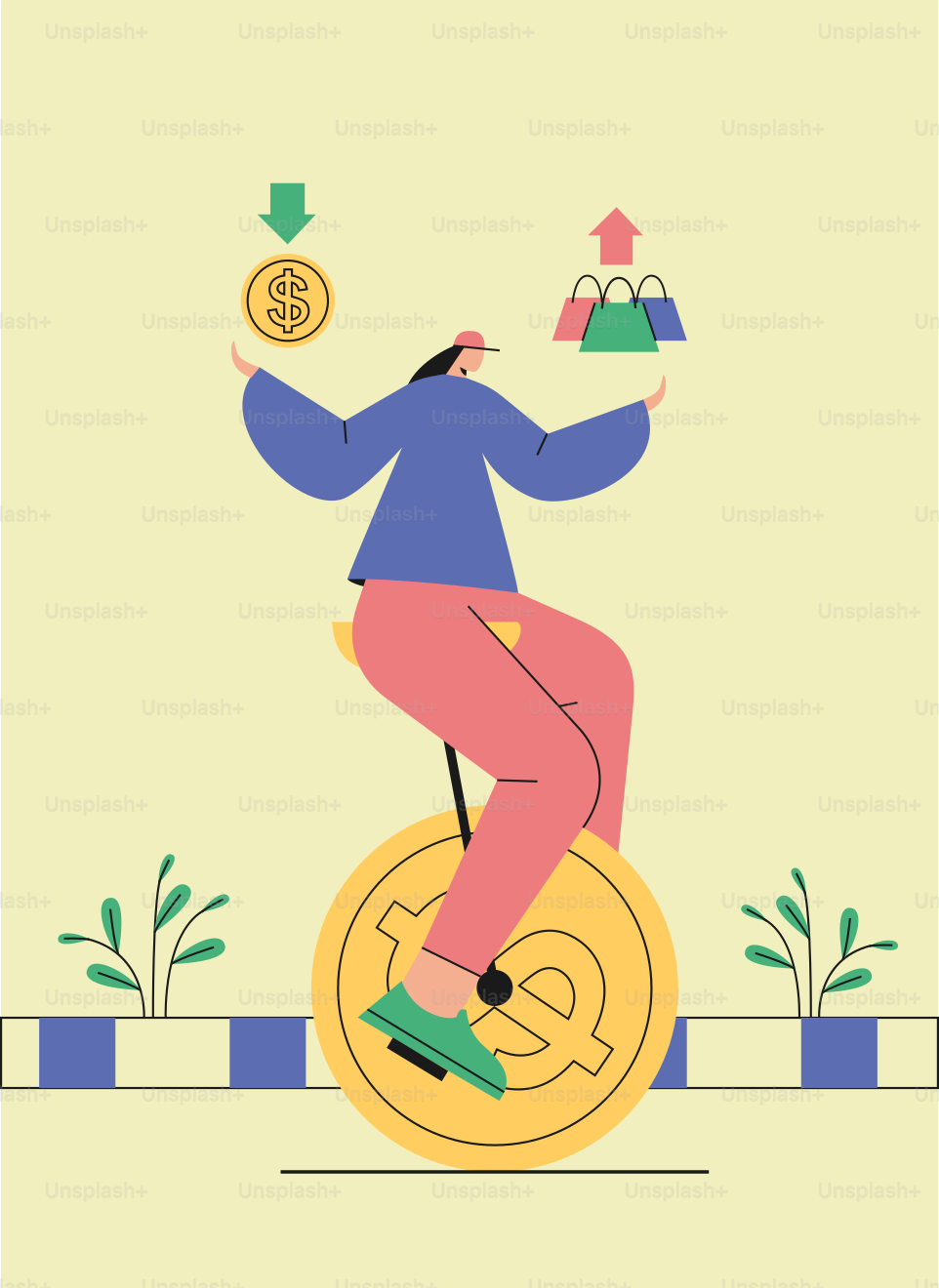 A person riding a coin on a bike