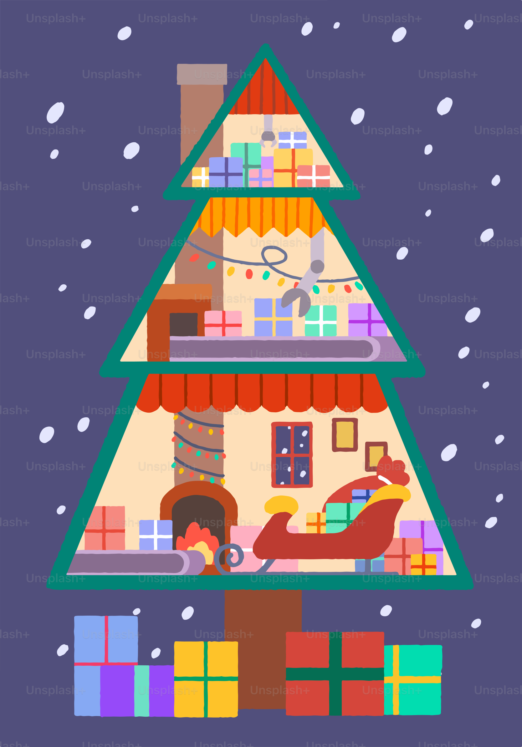 A christmas tree with presents on it