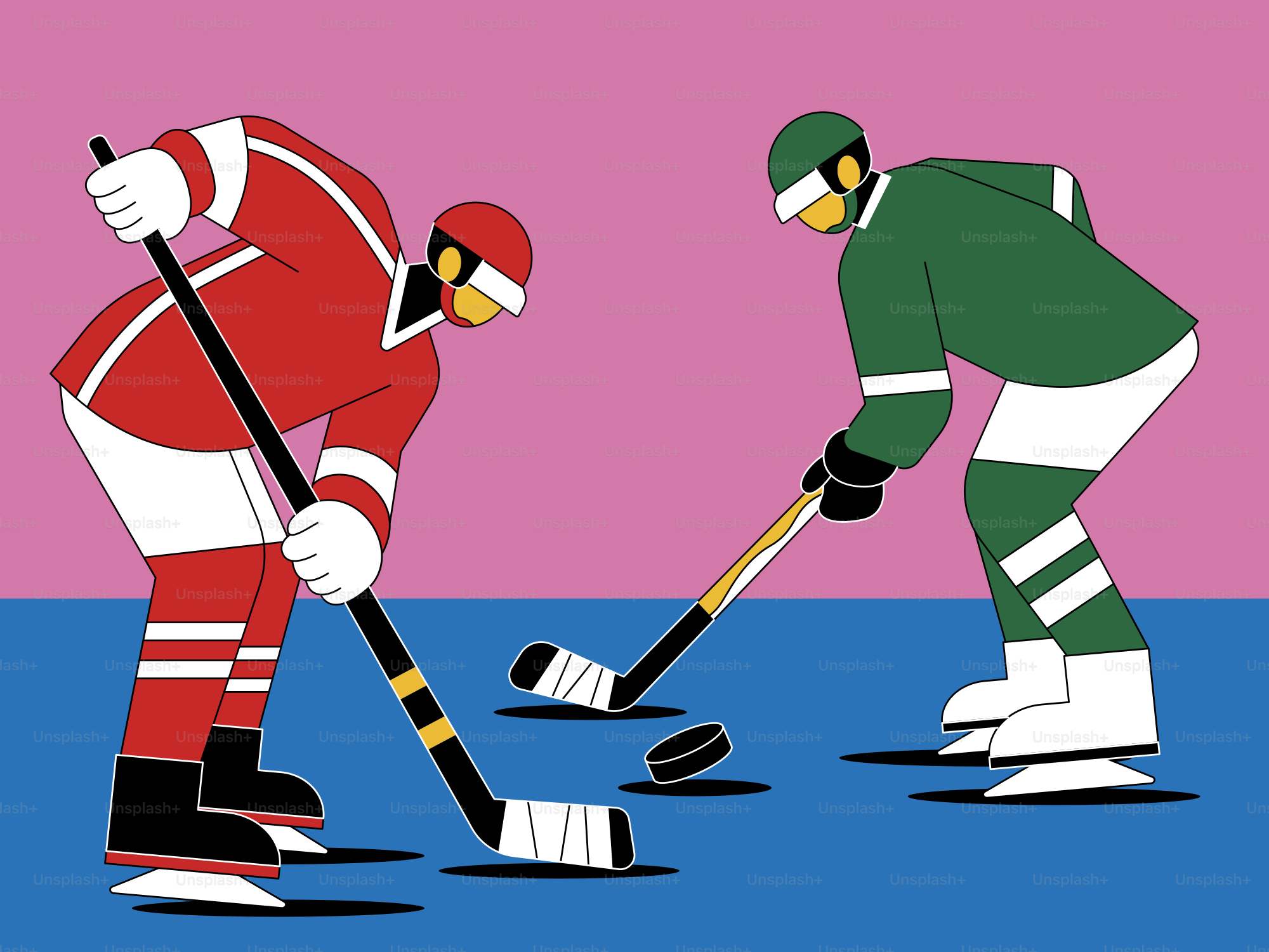 Ein paar Männer spielen eine Partie Eishockey