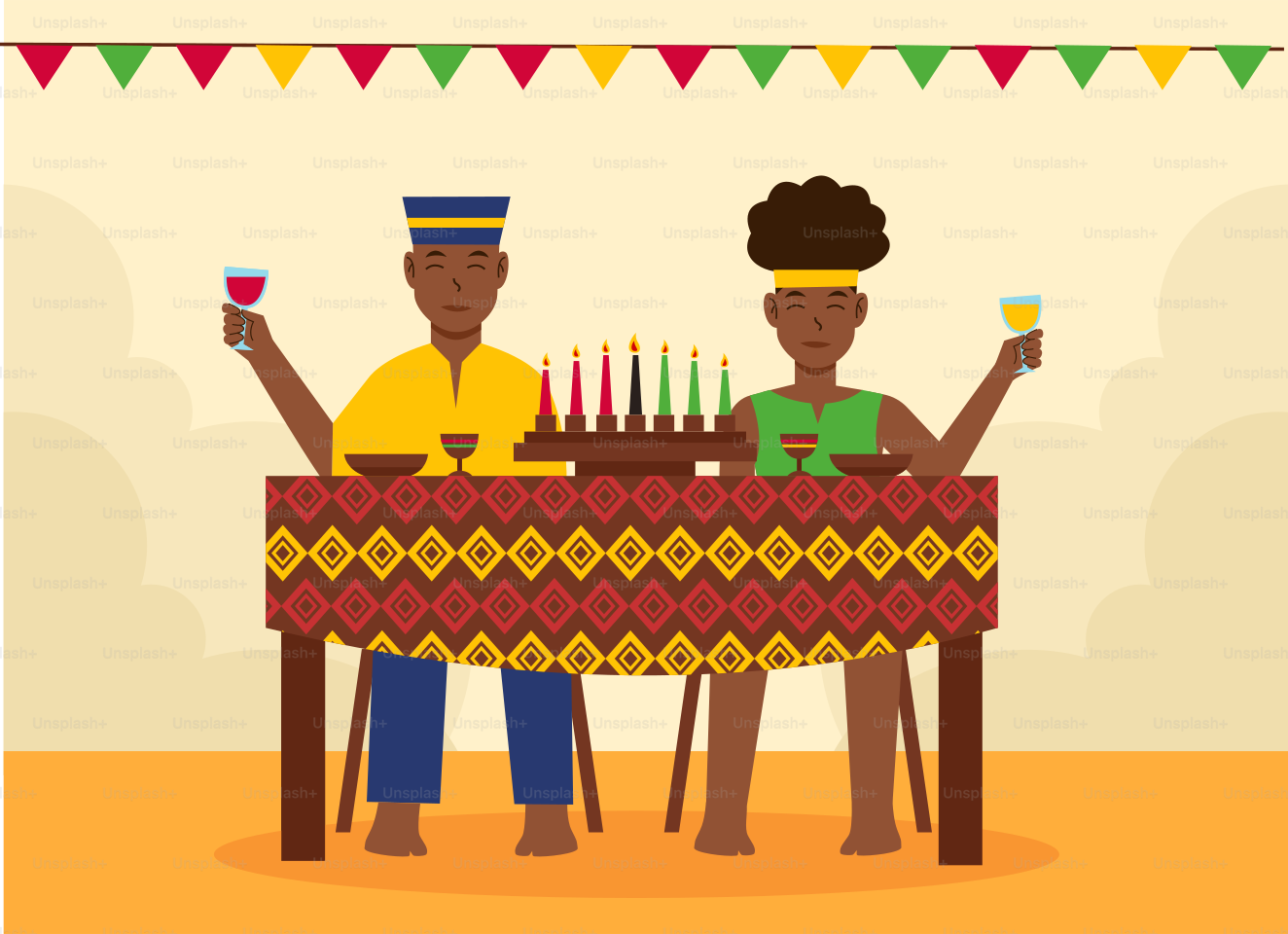 Un homme et une femme assis à une table avec des bougies dessus