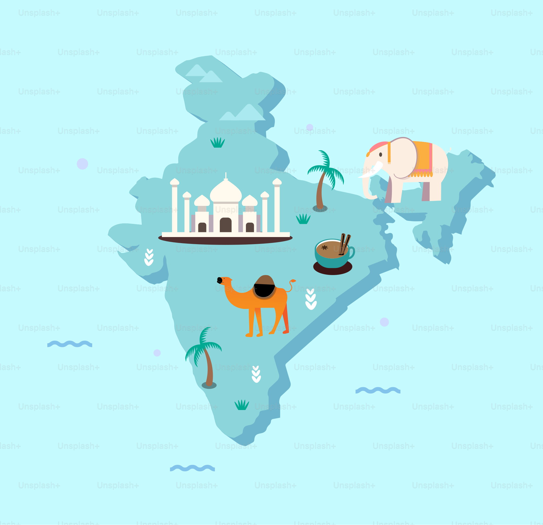 A map of india with a lot of different things on it