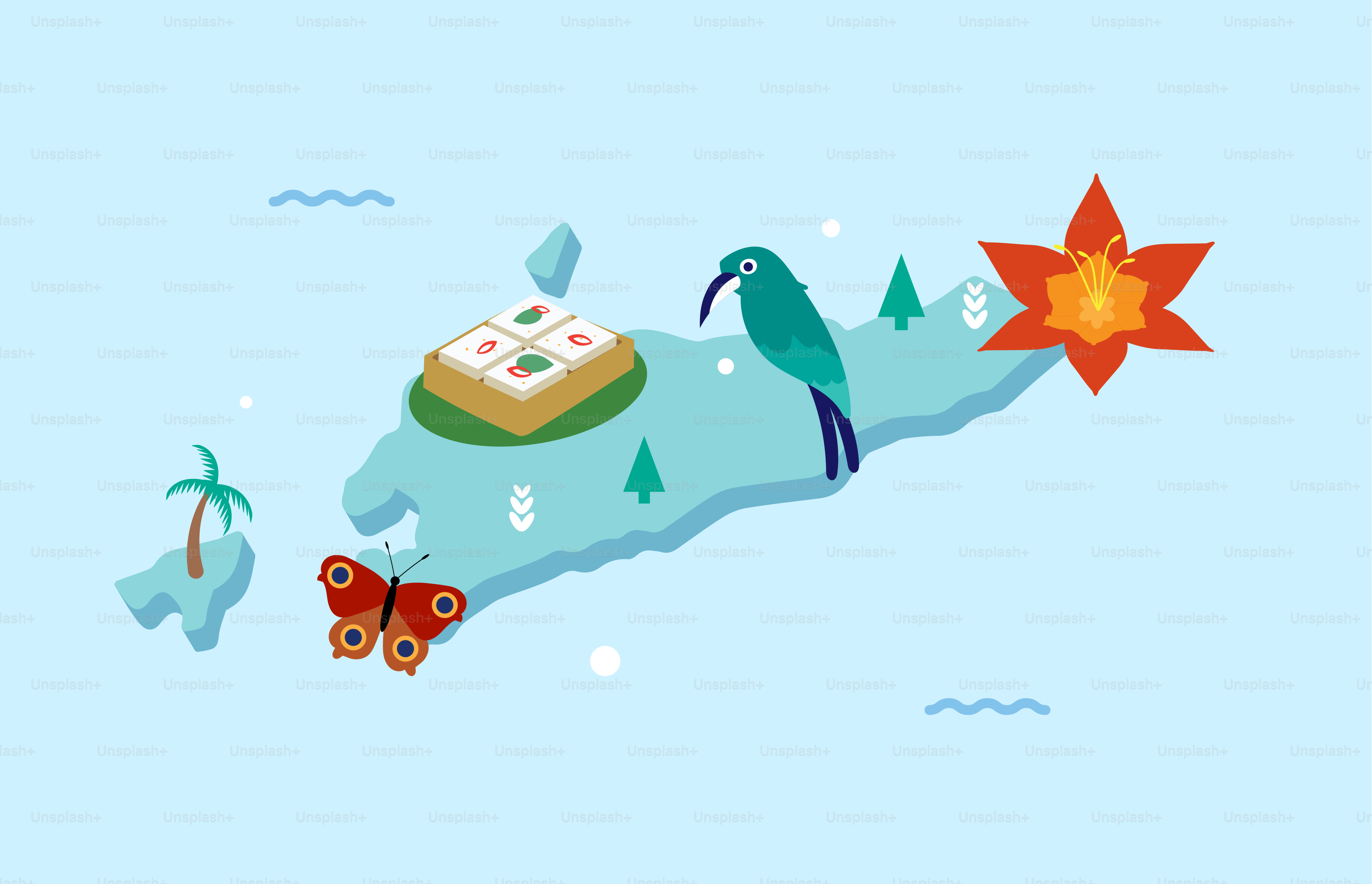 A bird flying over the top of a map