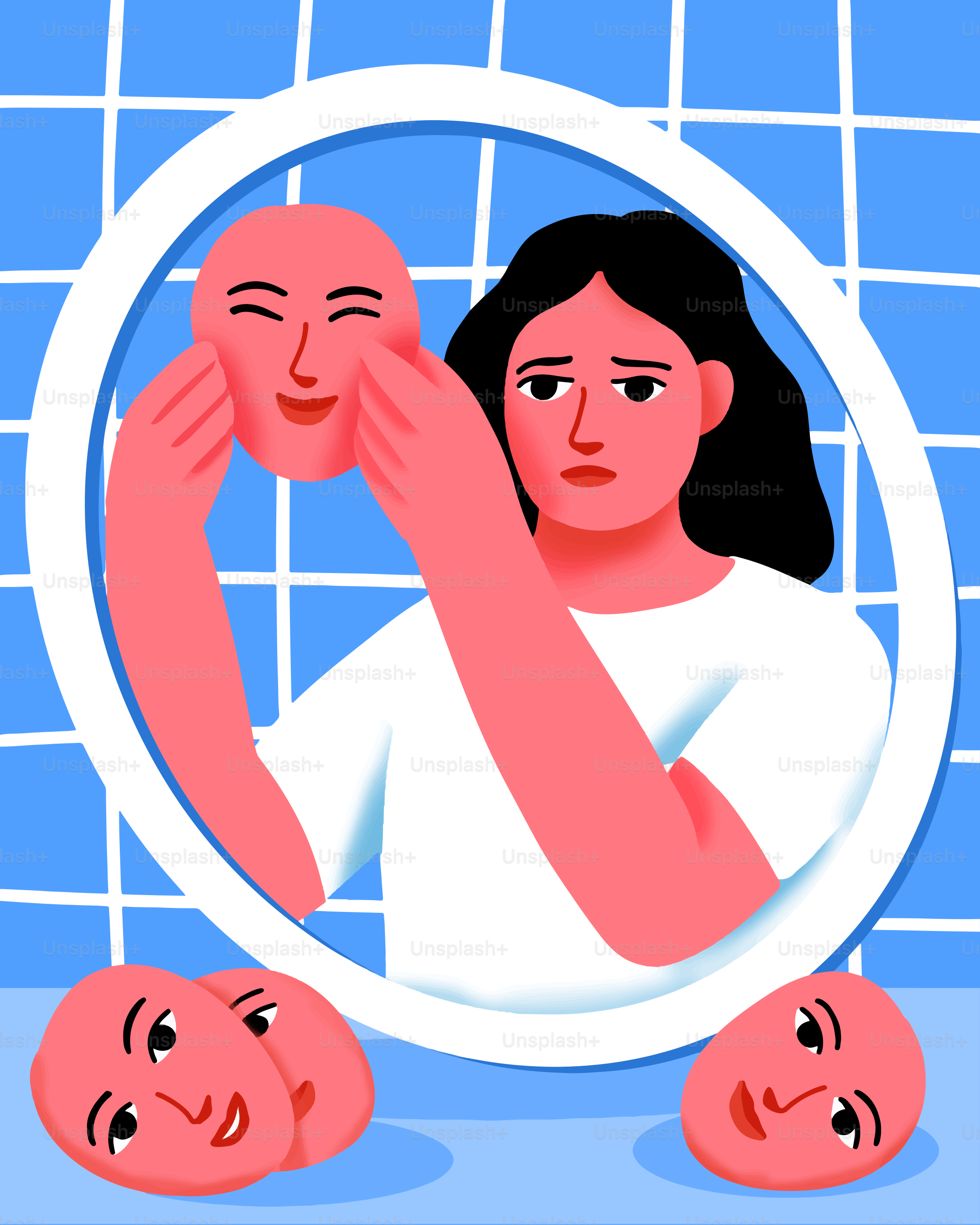 A woman looking at herself in the mirror