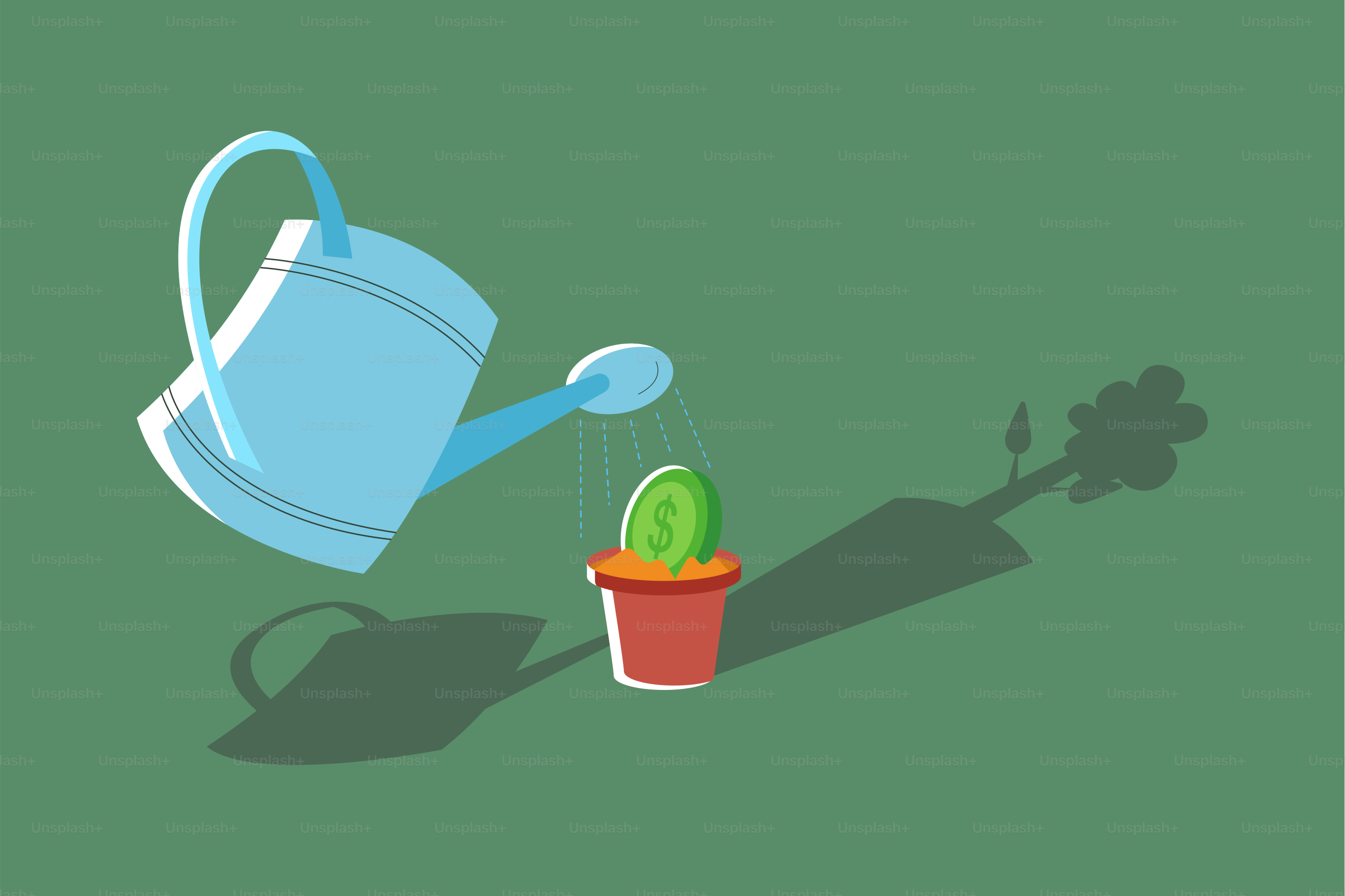 A watering can pouring water on a cactus