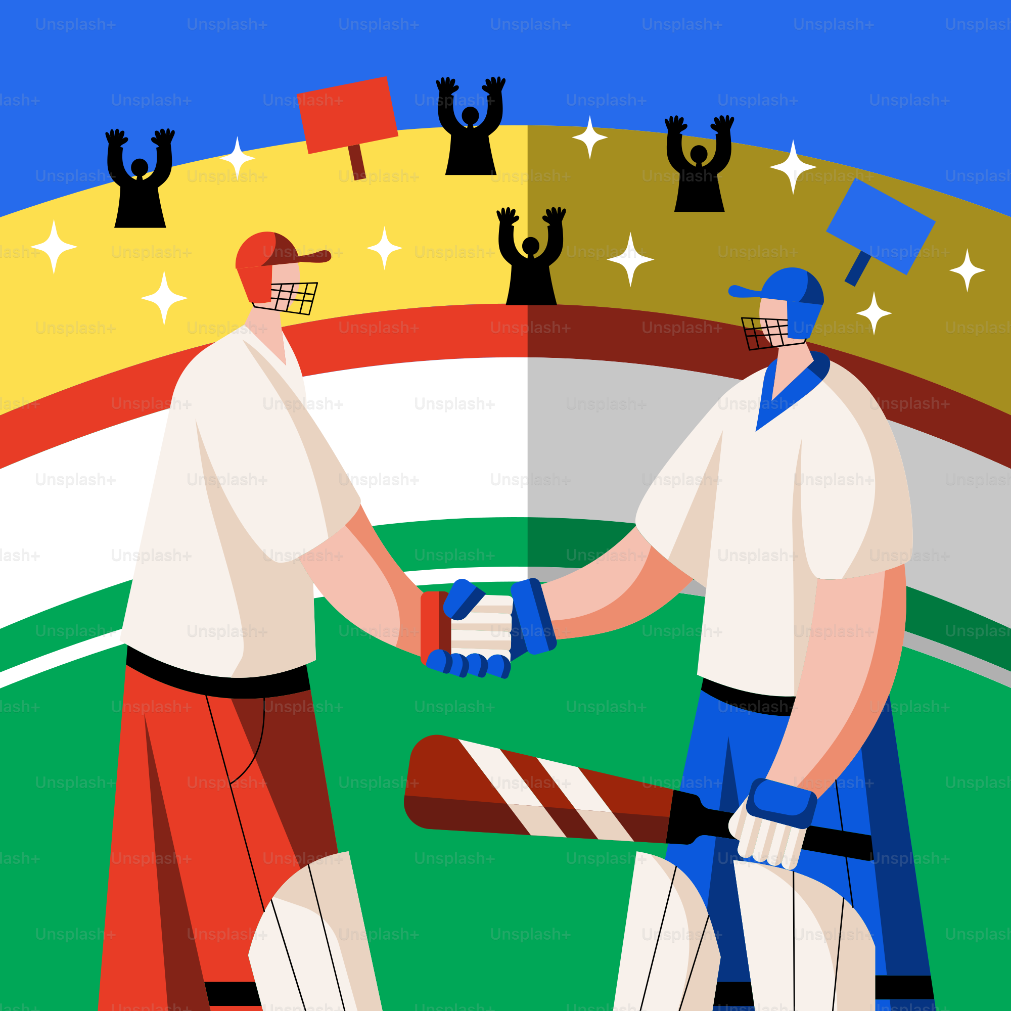 Dois homens em pé lado a lado em um campo