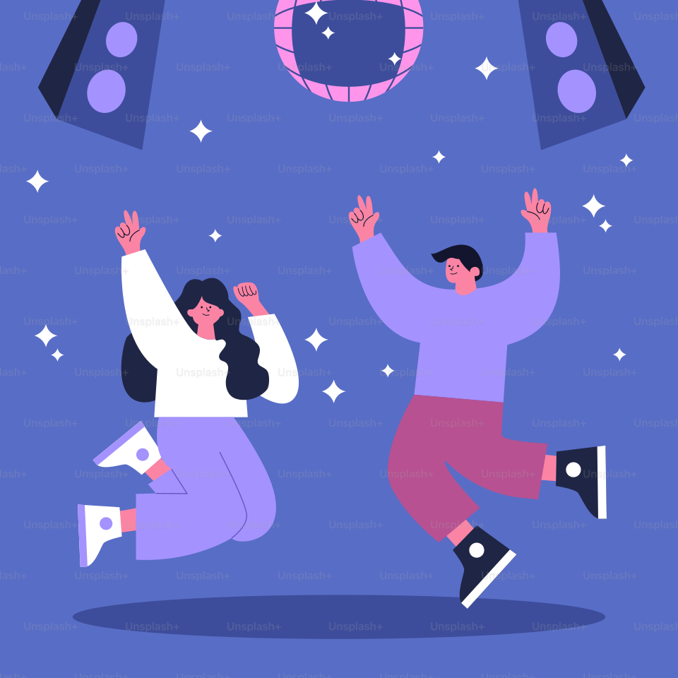 A man and woman dancing in front of a stage