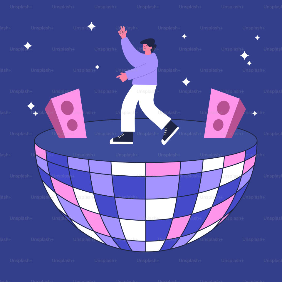 Un homme marche sur une boule disco