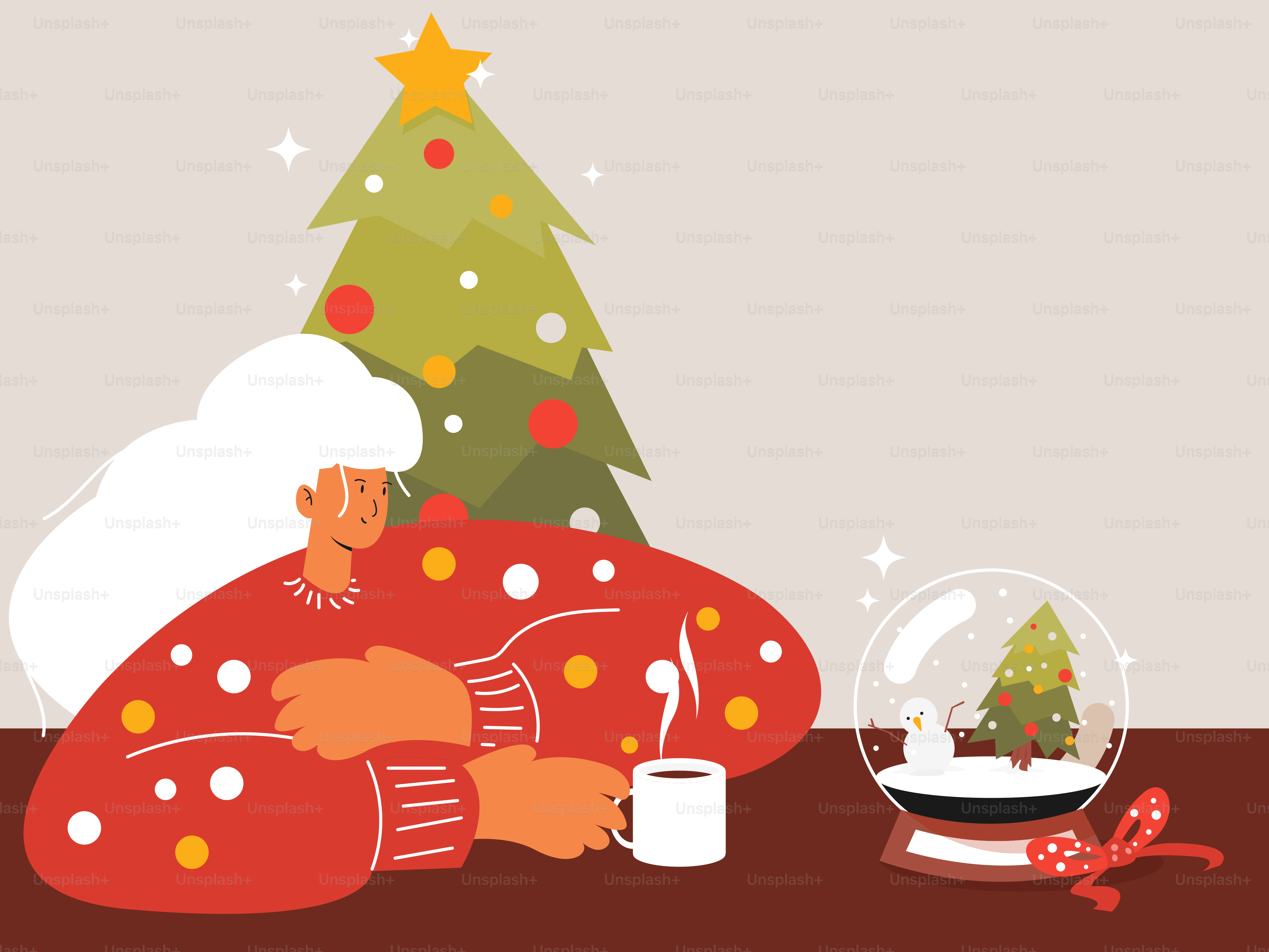 Una persona tumbada en un sofá junto a un árbol de Navidad