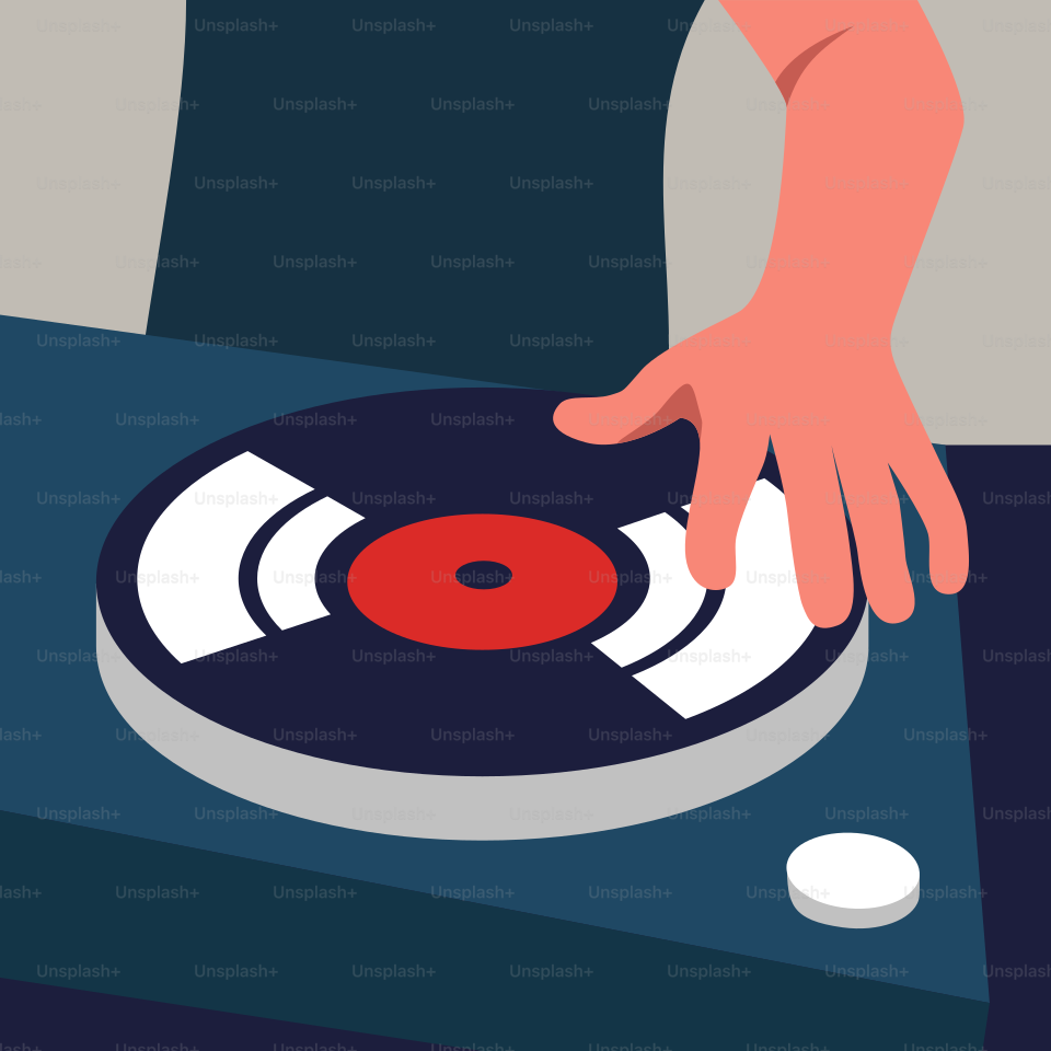 A person that is playing a record on a turntable