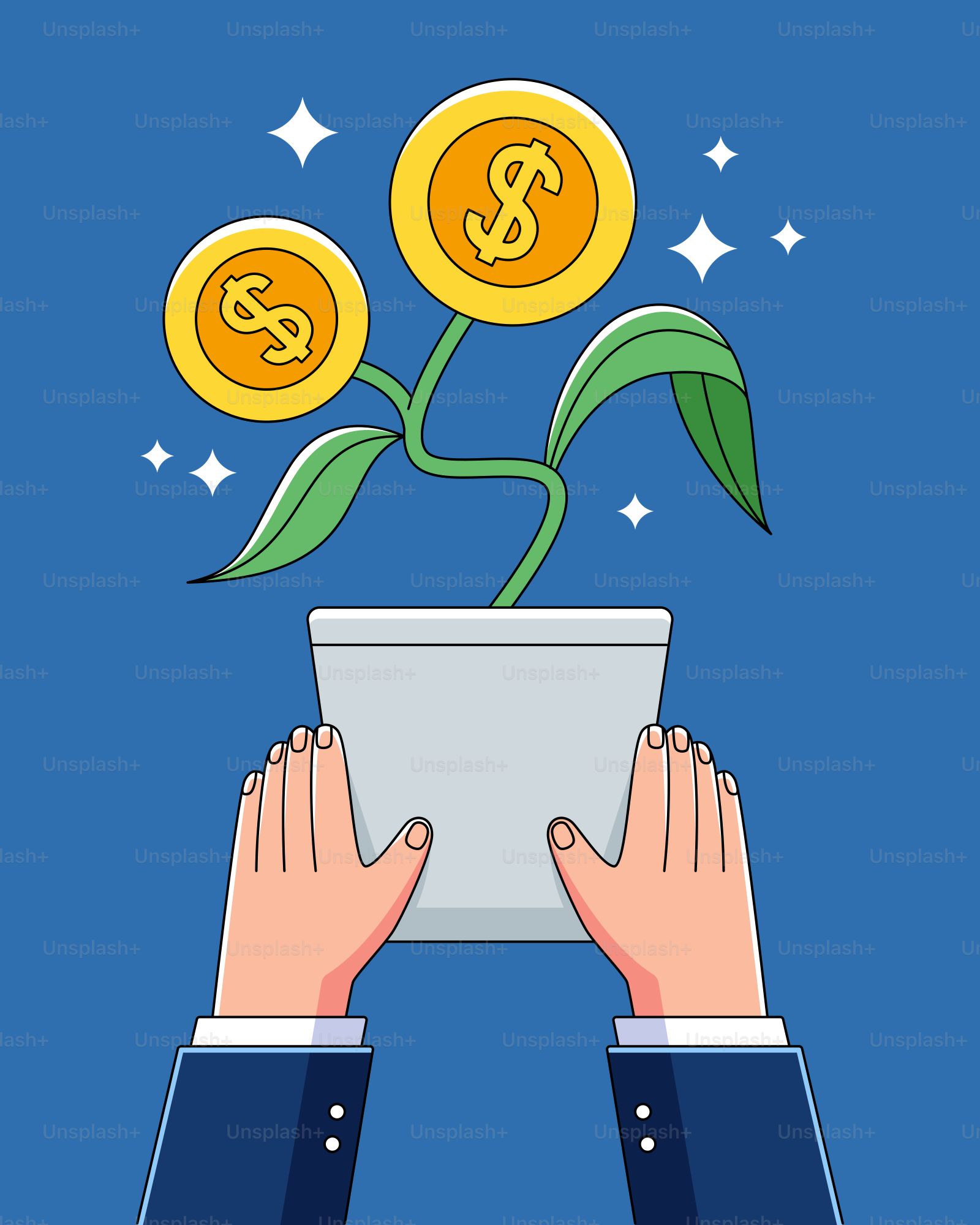 A person holding a tablet with money coming out of it