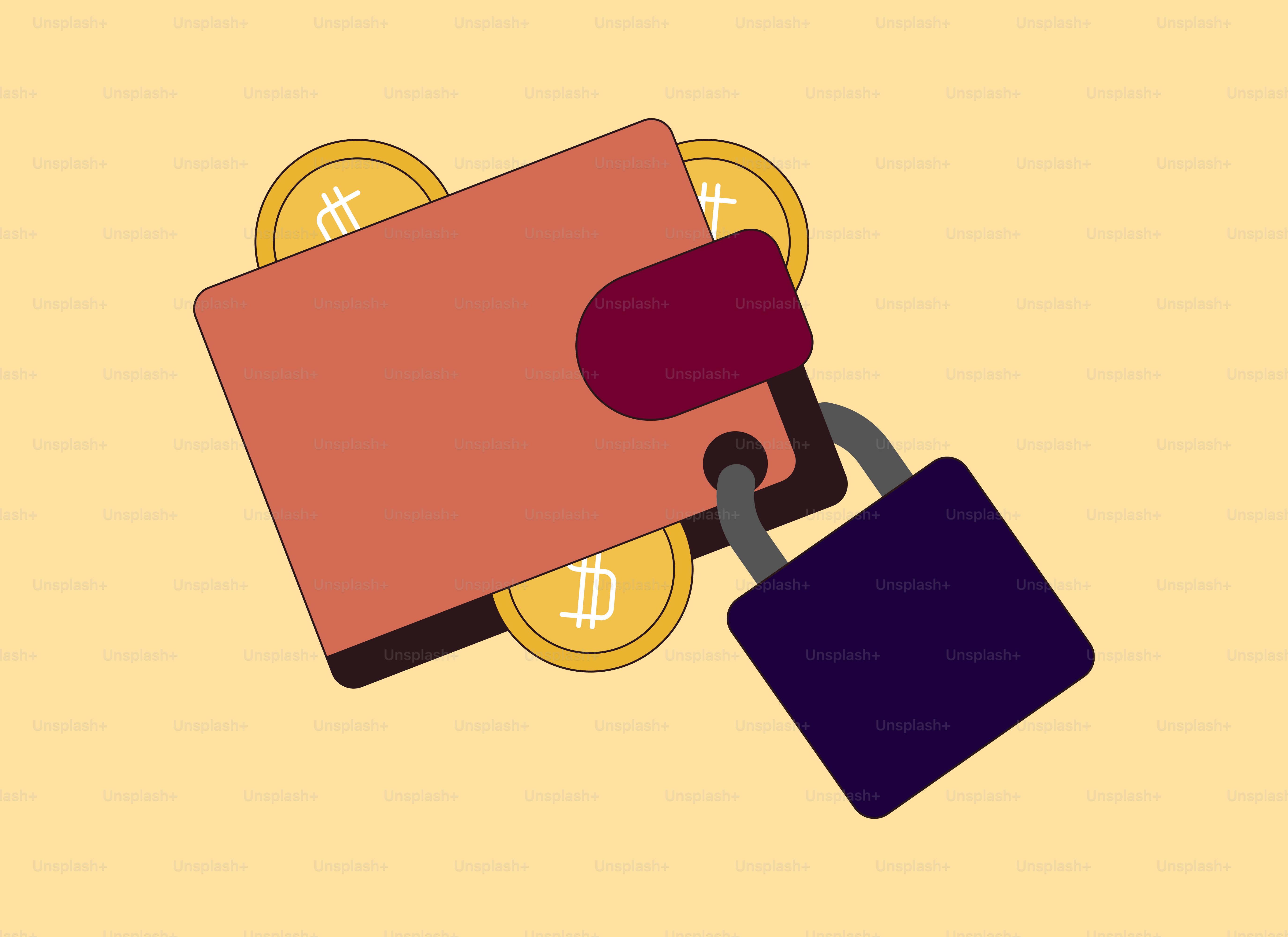 A wallet with a padlock attached to it