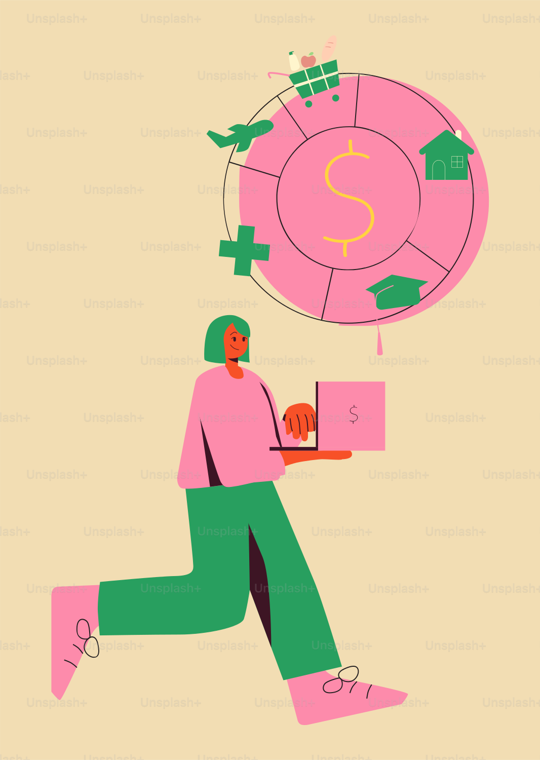 男がノートパソコンを手に走っている