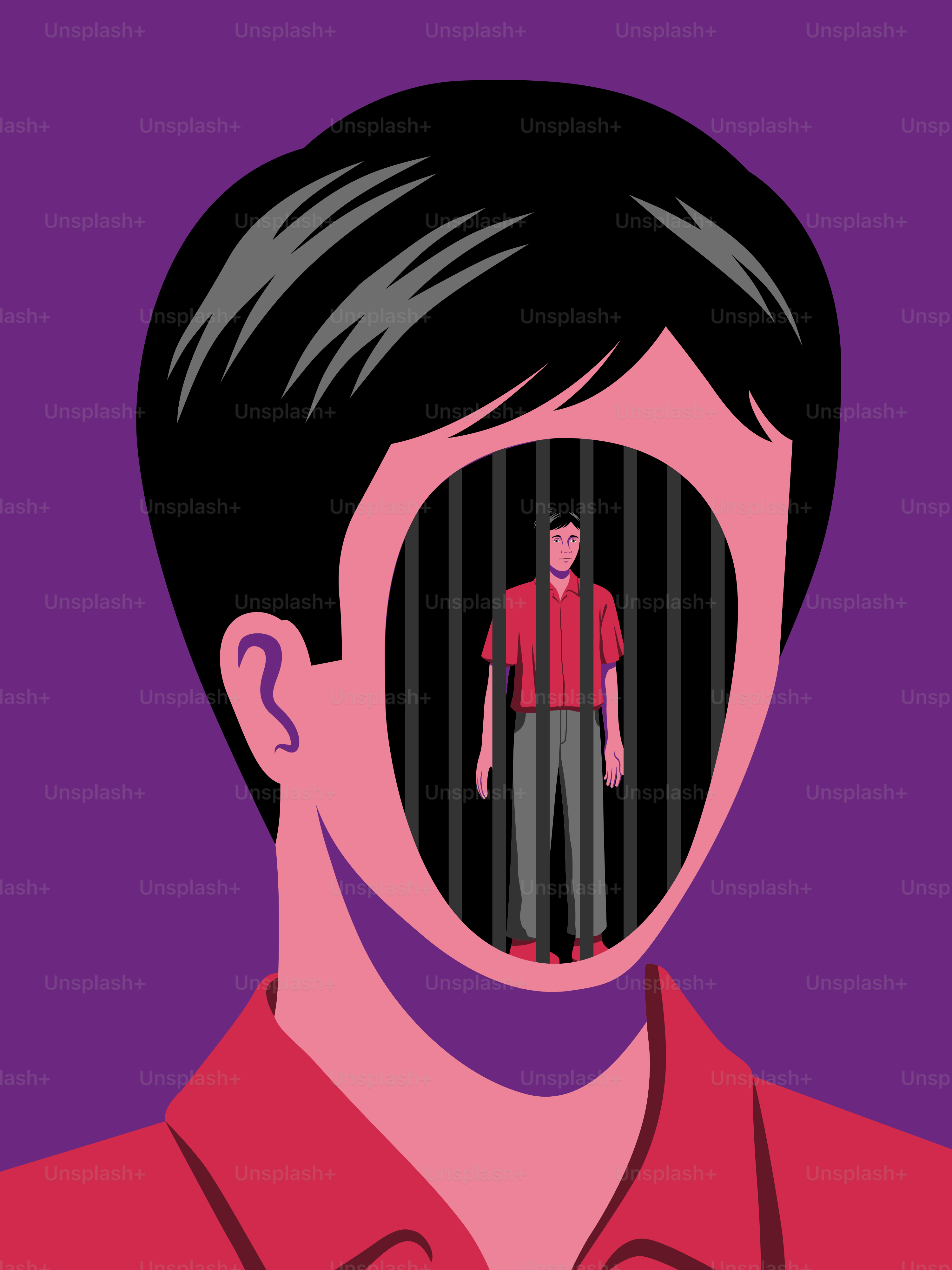 A man with his mouth open and a barcode behind him