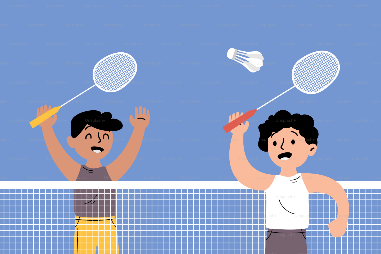 A couple of men standing on top of a tennis court holding racquets