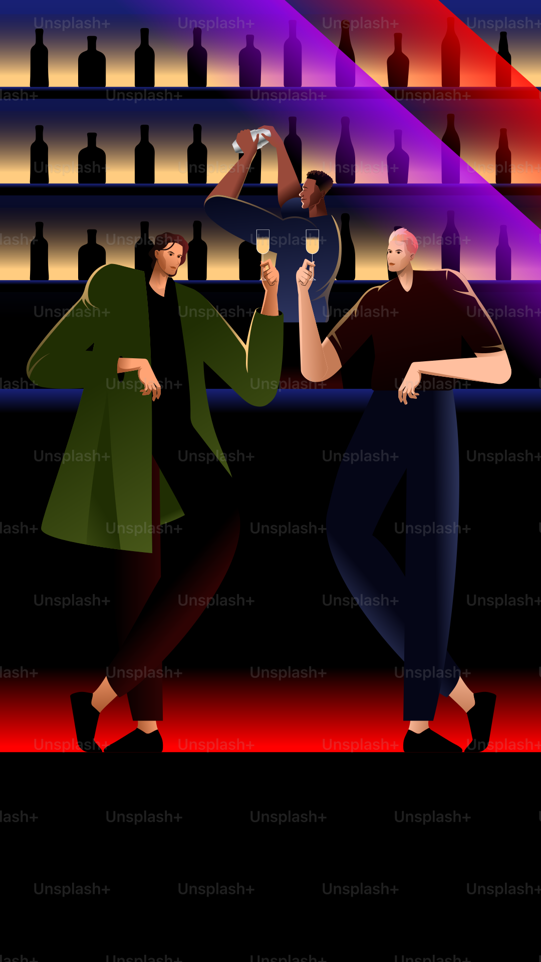 A man and a woman dancing in front of a bar