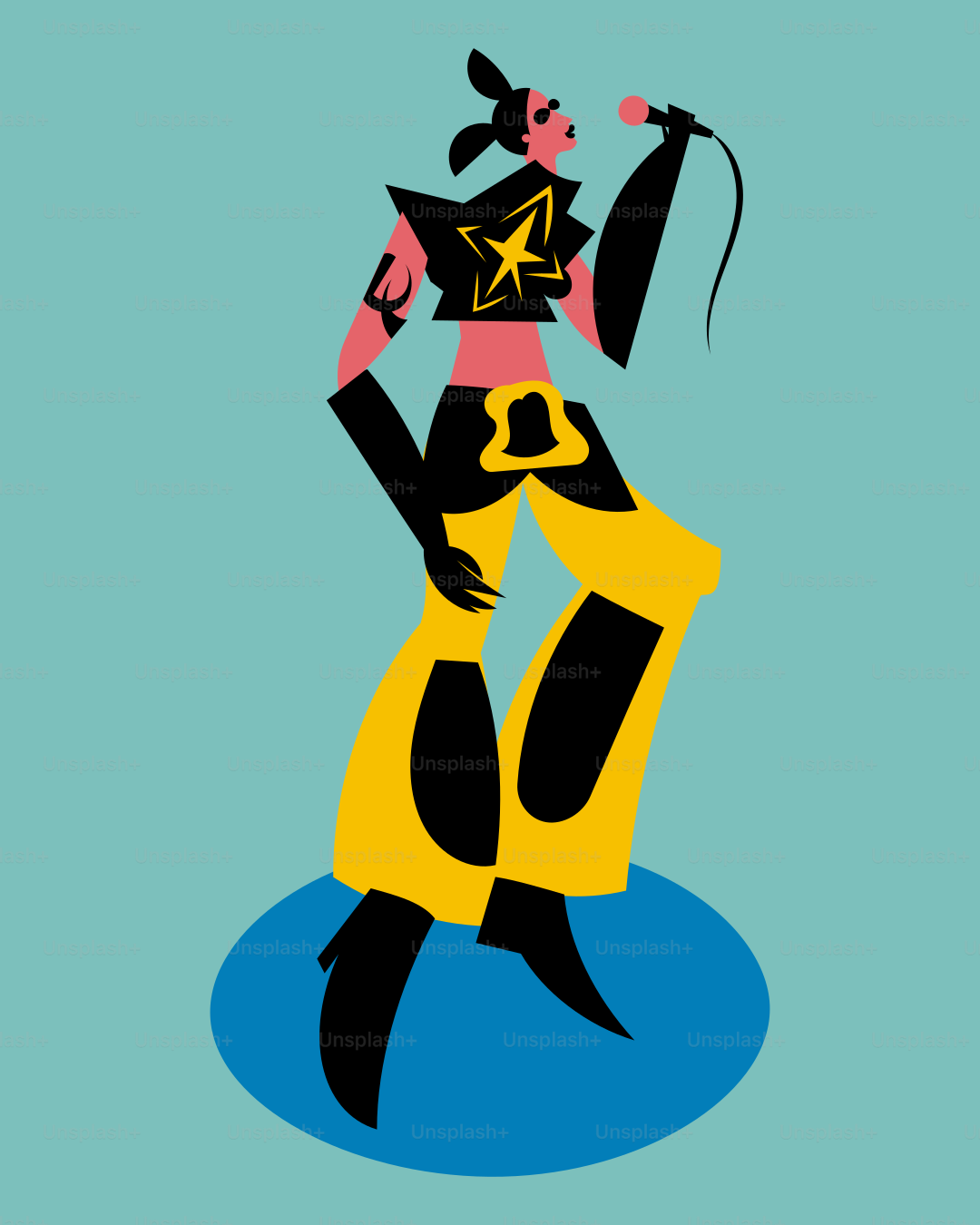 A woman in a yellow dress holding a microphone