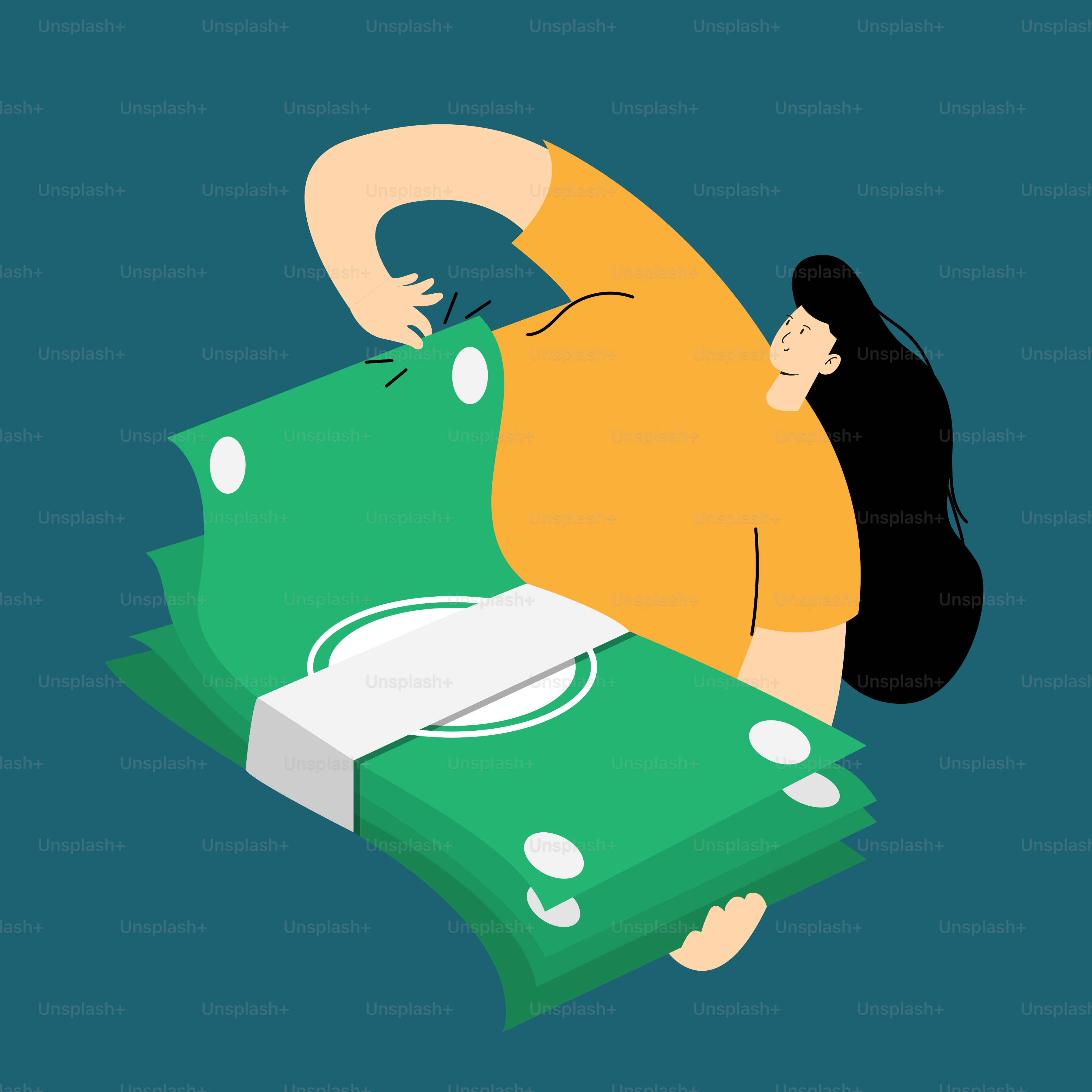 A person laying on top of a pile of papers