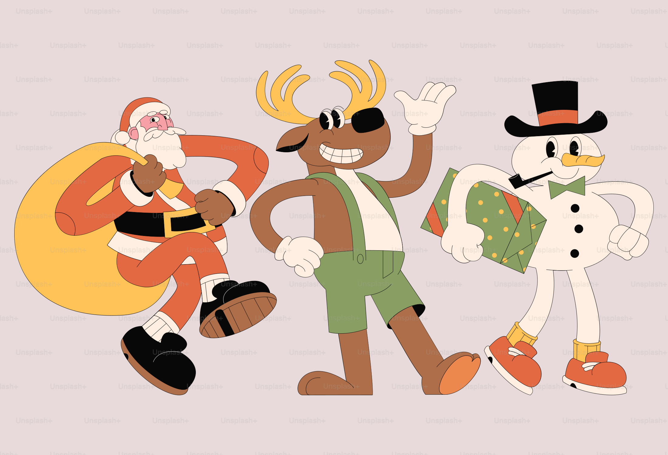 A group of cartoon characters standing next to each other