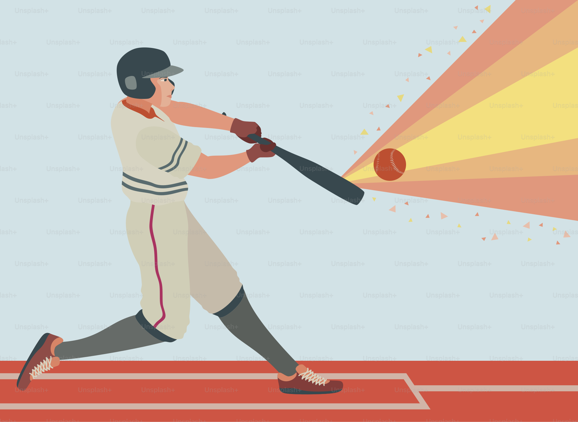 A baseball player hitting a ball with a bat