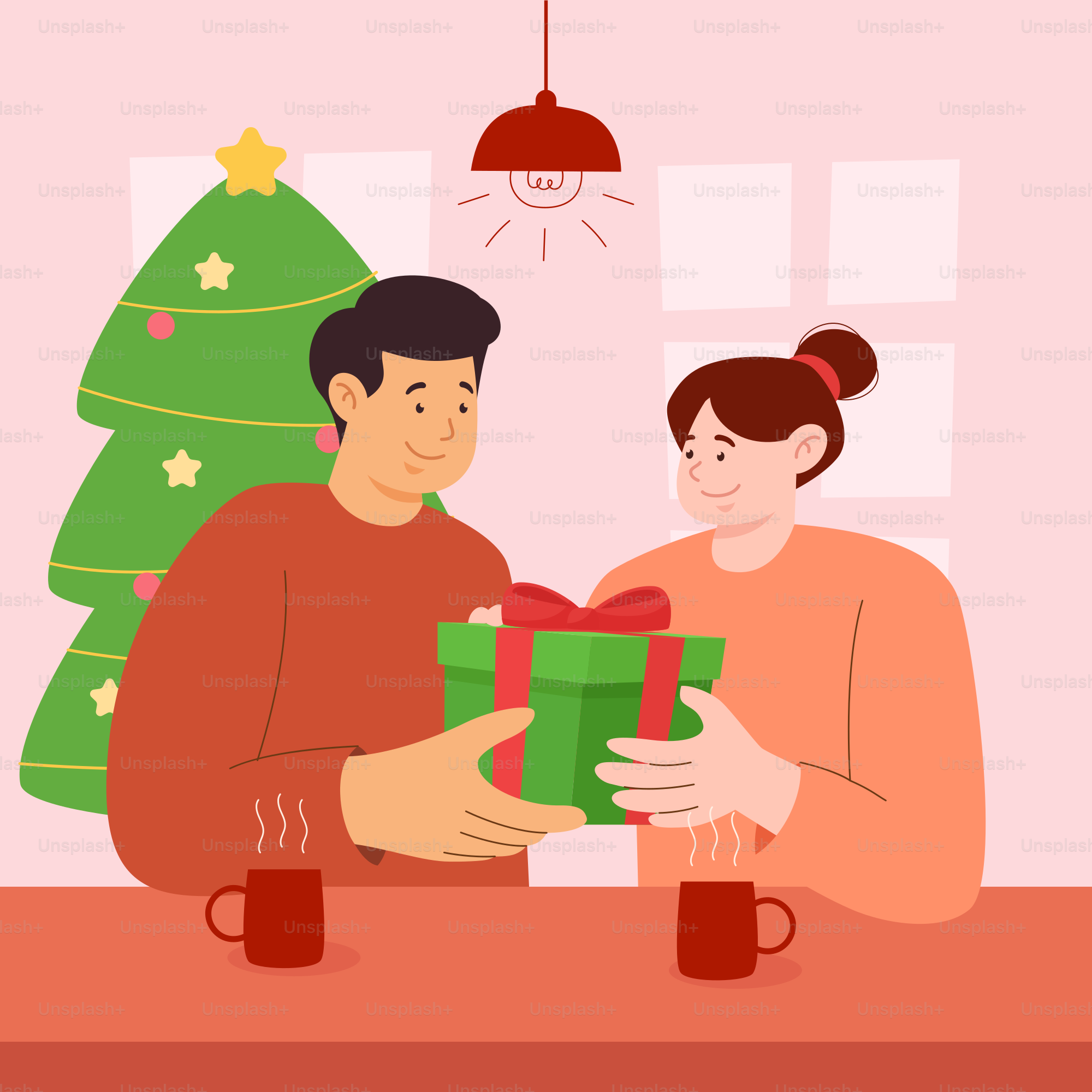 A man giving a woman a christmas present