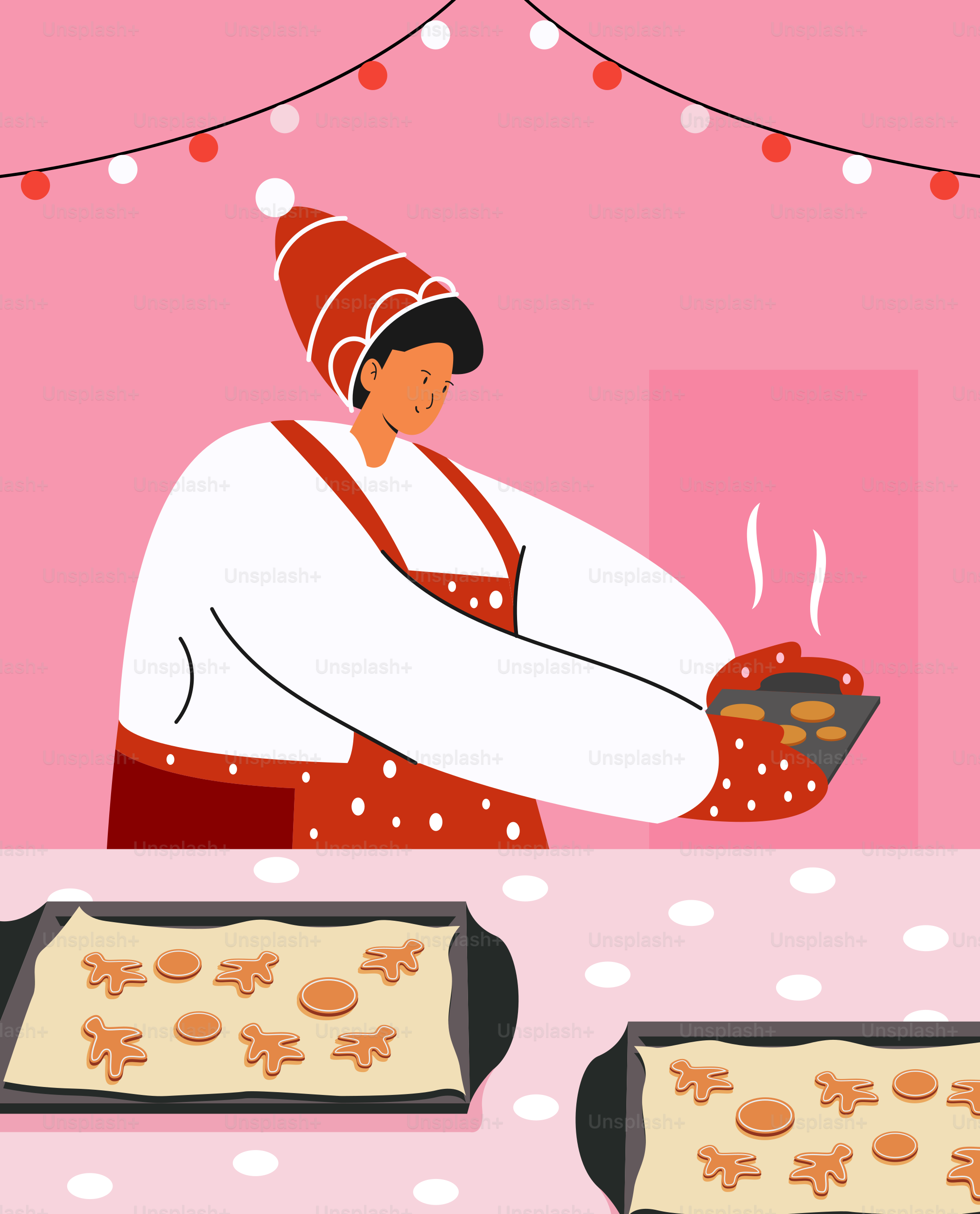 A woman in a red hat is preparing food