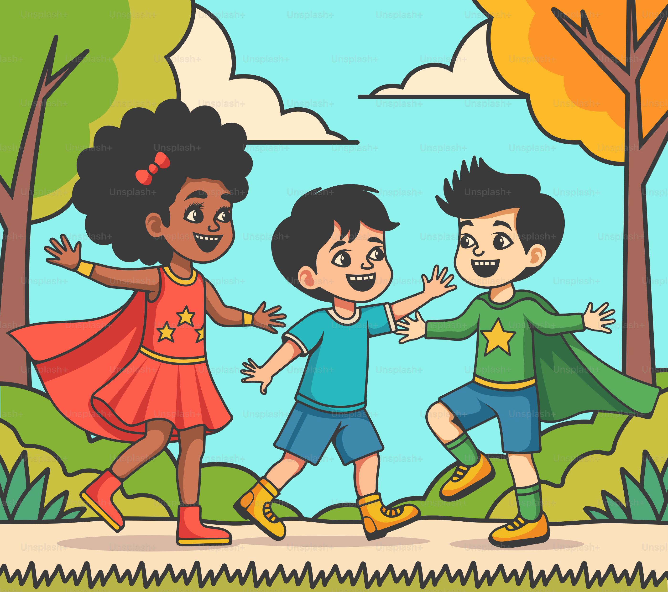 A group of children playing in the park