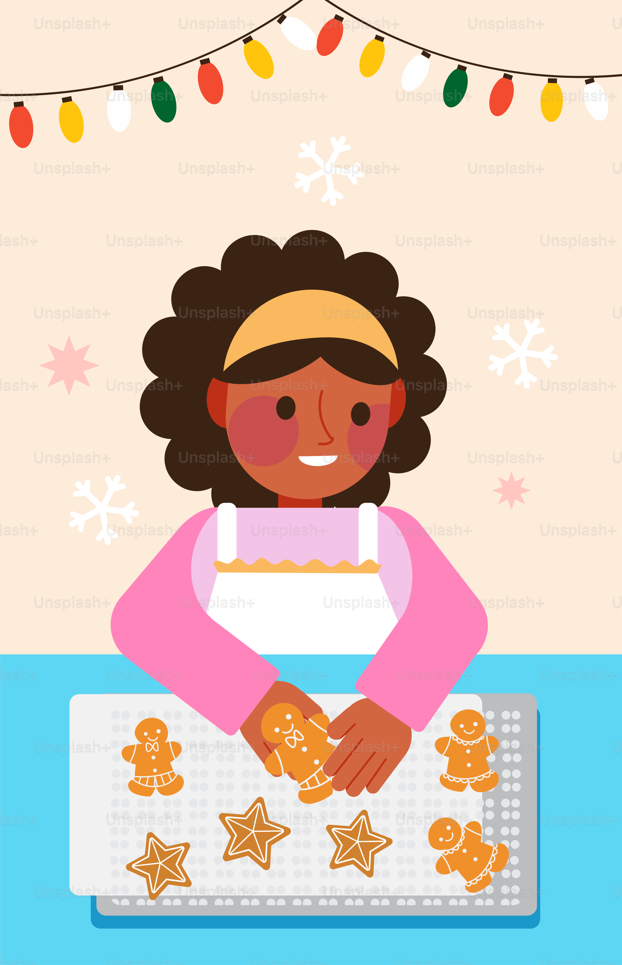 A woman in an apron is making ginger cookies