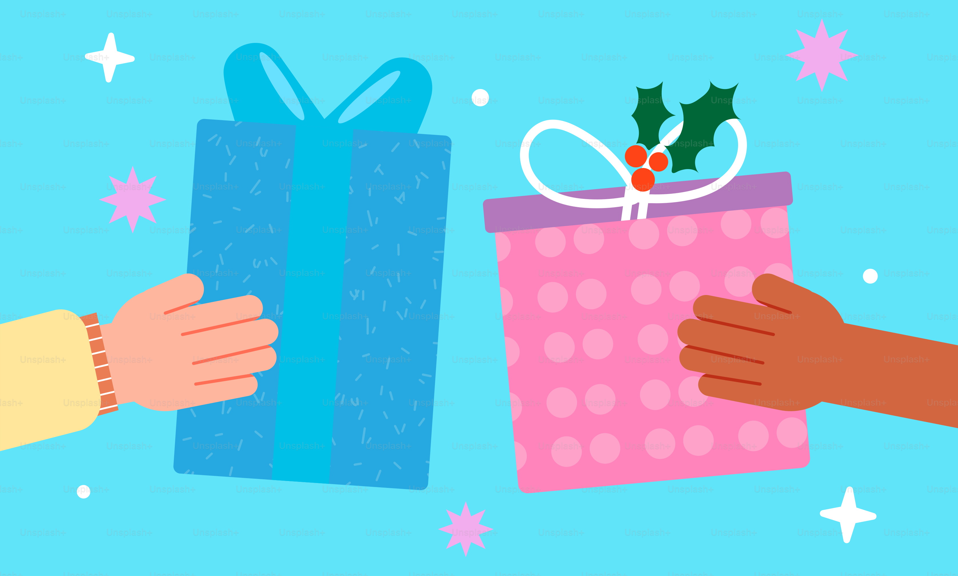 Zwei Hände, die einer anderen Hand ein Geschenk geben