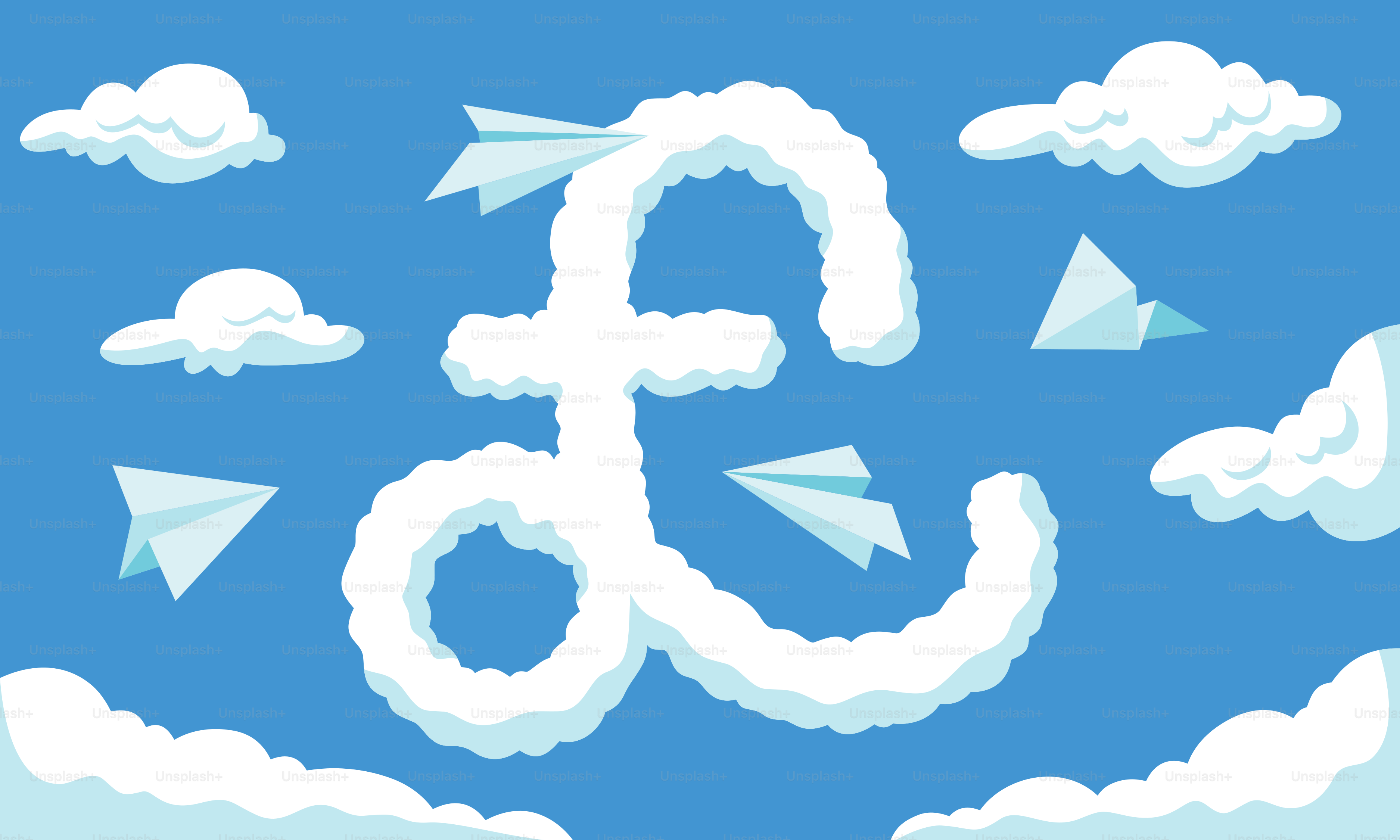 A blue sky with clouds and an anchor