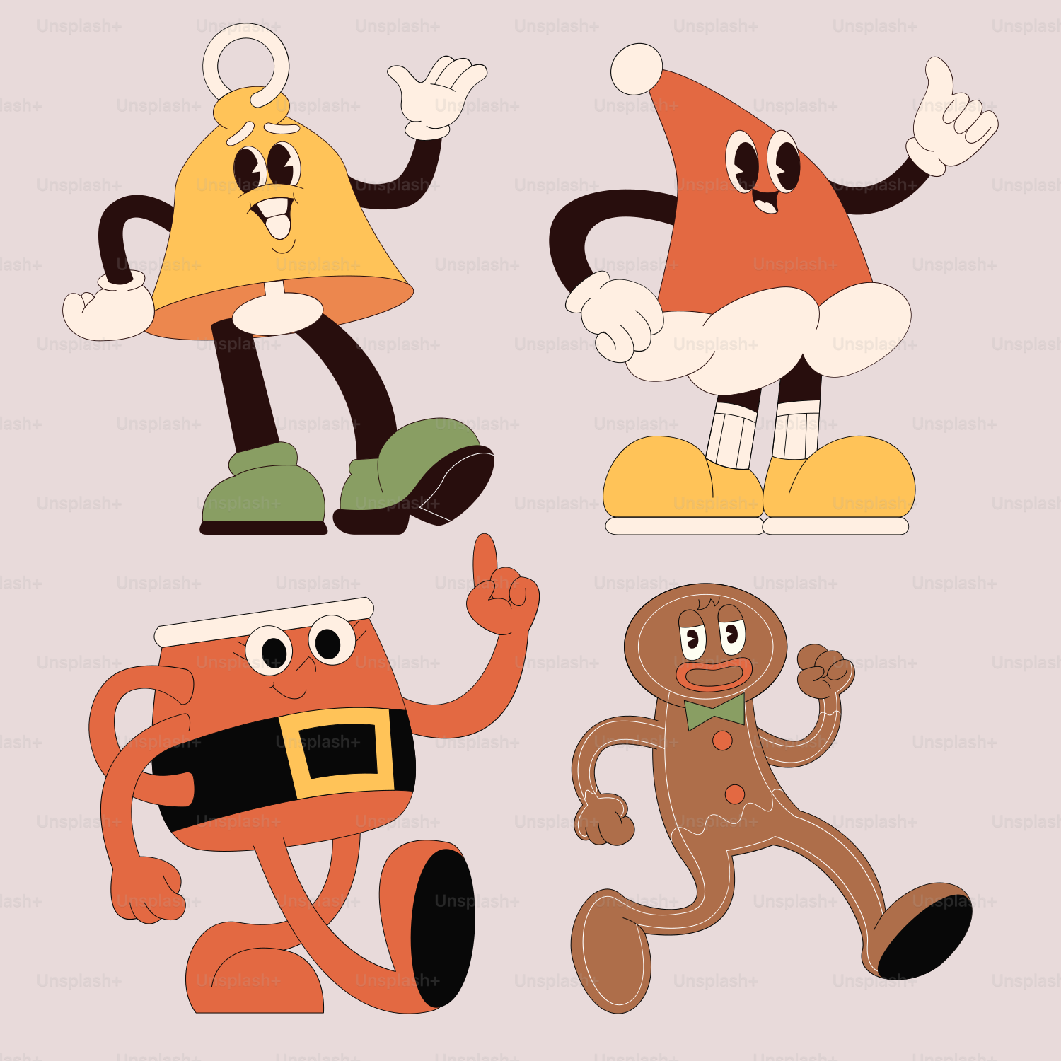 A group of cartoon characters standing next to each other