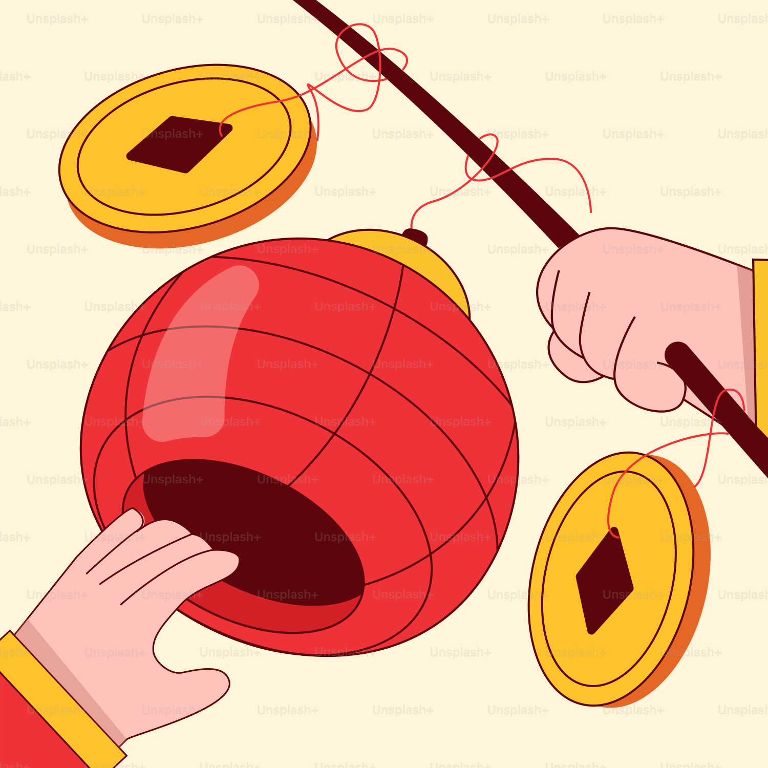 A person holding a fishing rod over a red ball