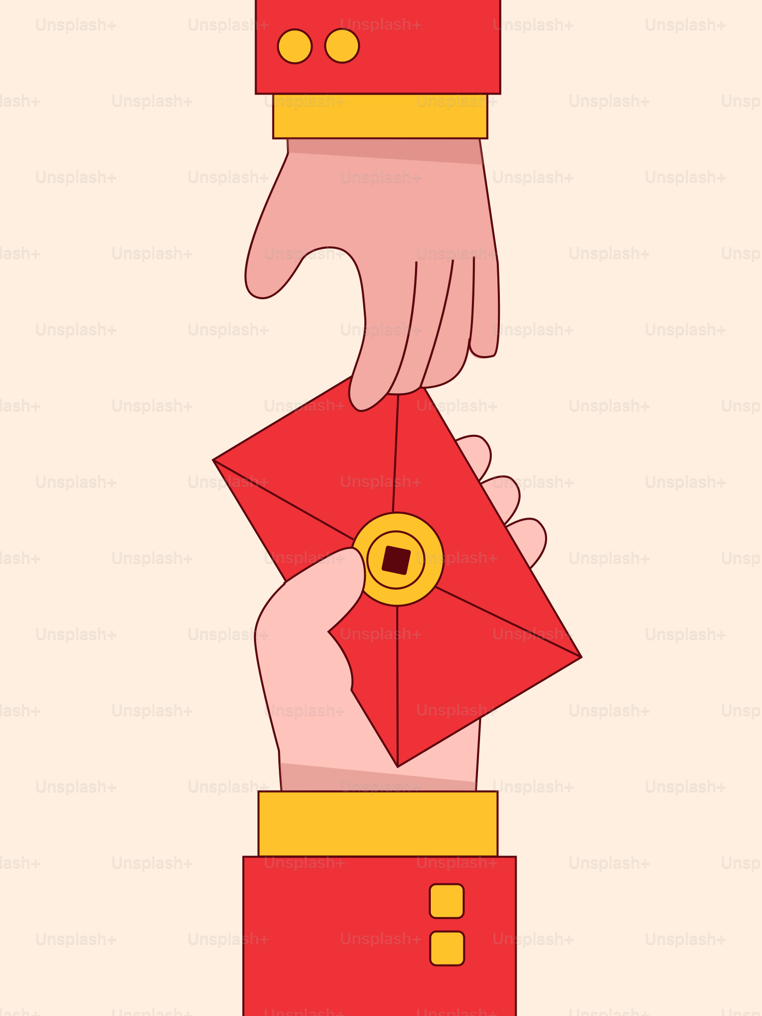 A hand is holding a red envelope