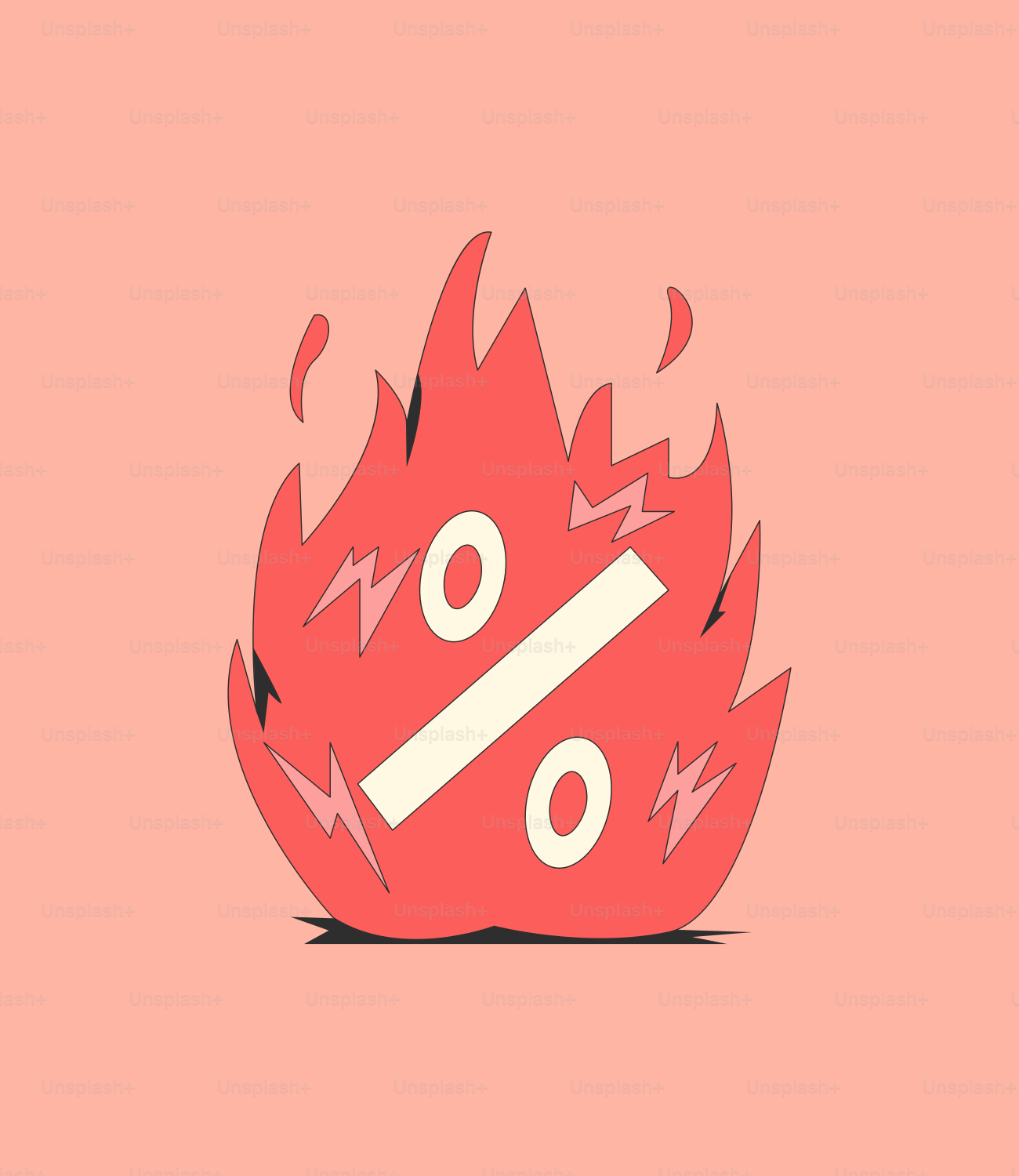 Un fond rose avec un feu rouge et un extincteur noir et blanc