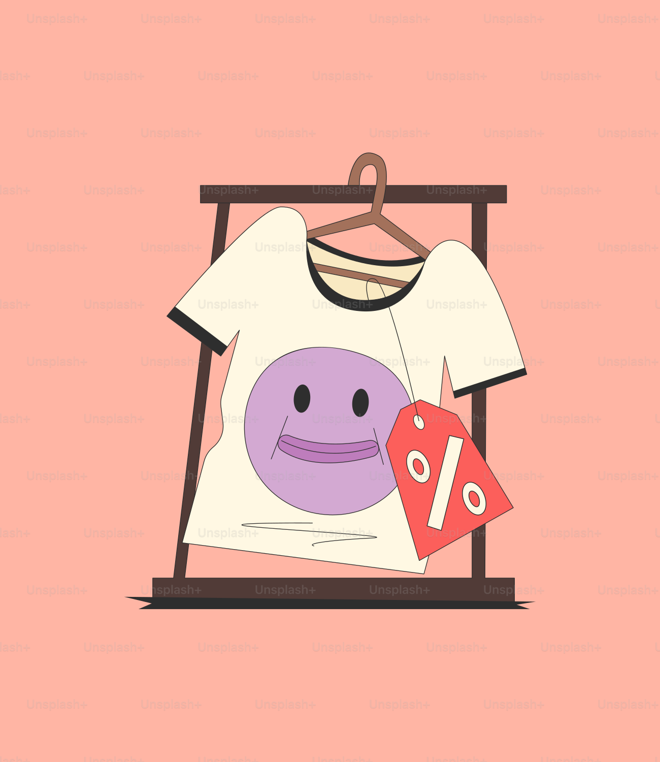 A t - shirt hanging on a clothes rack with a price tag