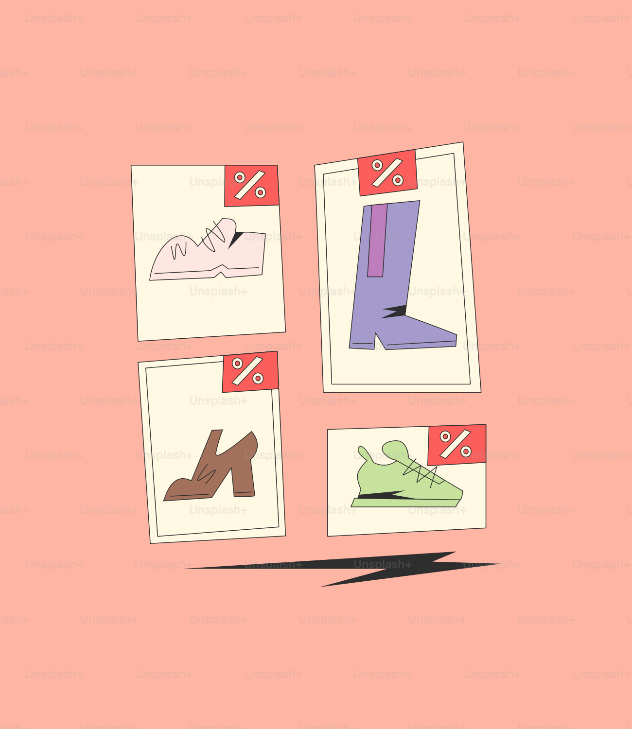 A pink wall with a picture of shoes and shoes on it