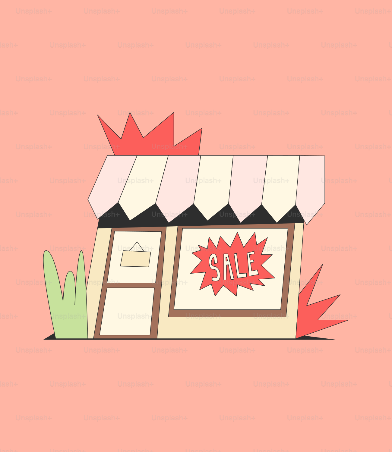Un petit magasin avec un panneau de solde dessus