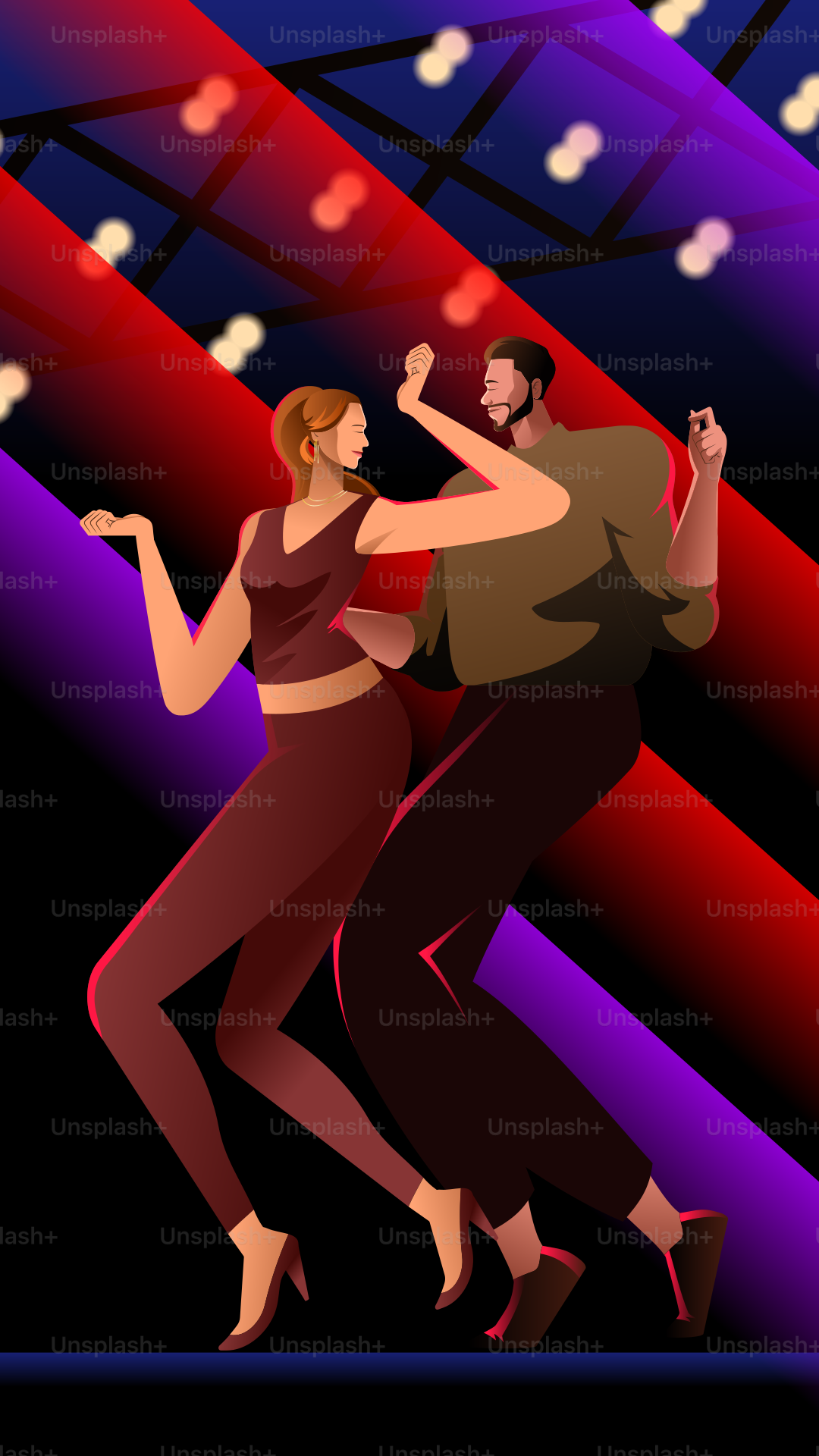 A man and a woman dancing on a dance floor