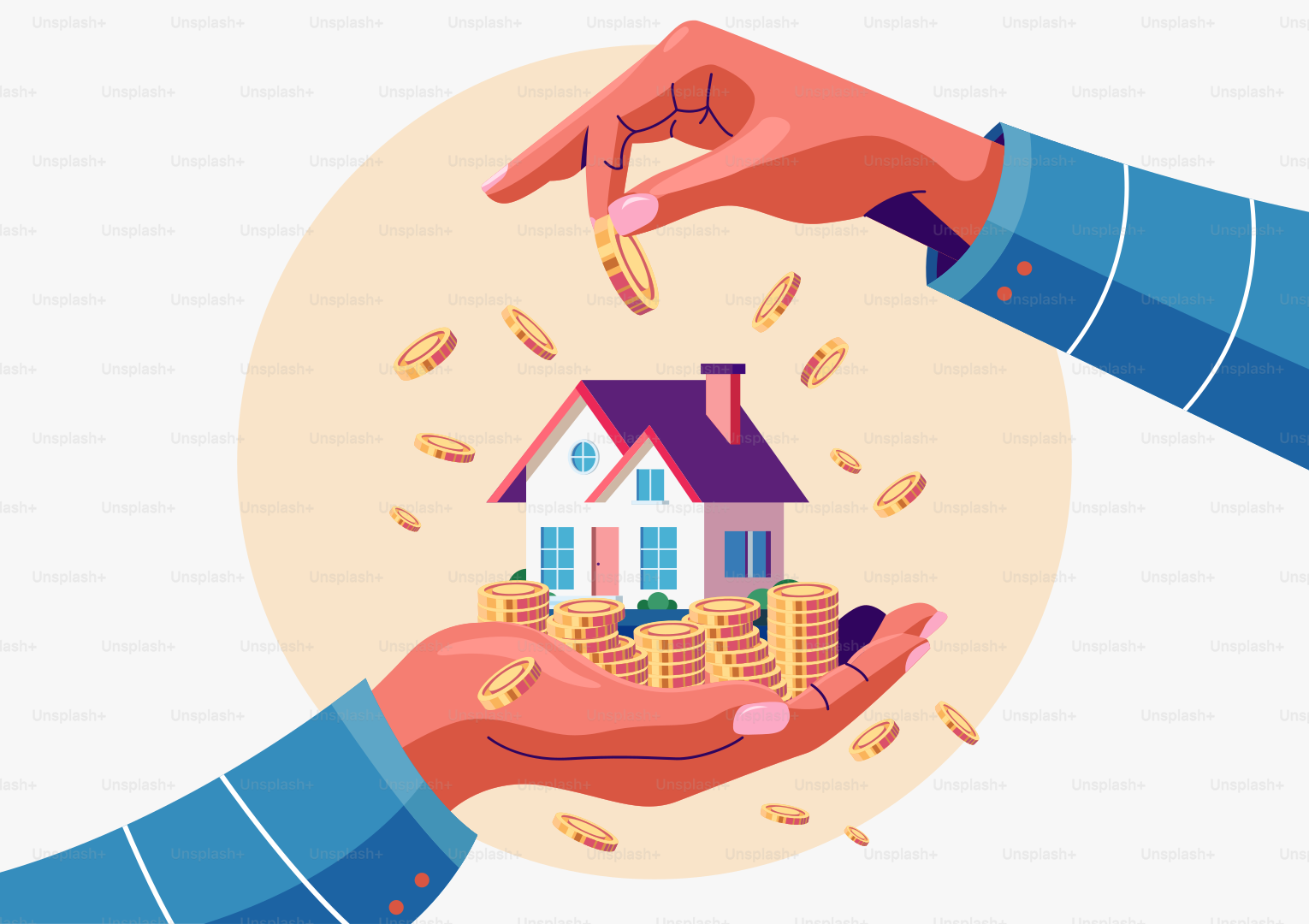 Due mani che tengono una casa da cui uscivano soldi vettoriale – Immagine  di Casa su Unsplash, image size:3000x2117