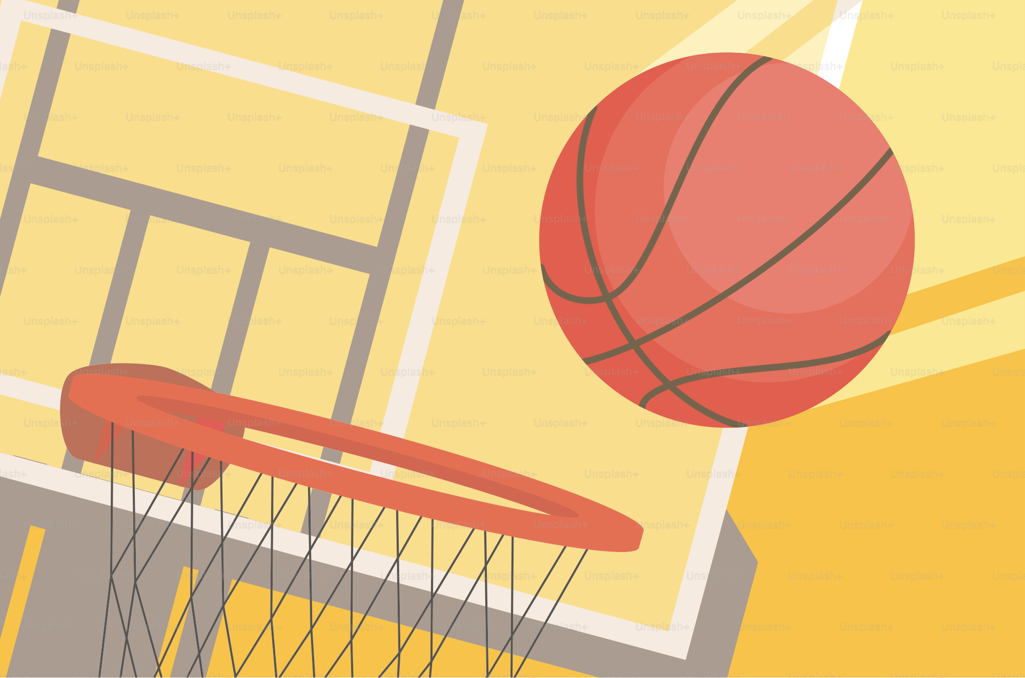 Un ballon de basket volant dans les airs près d'un panier de basket  vectoriel – Image de Illustration sur Unsplash, image size:3000x1986