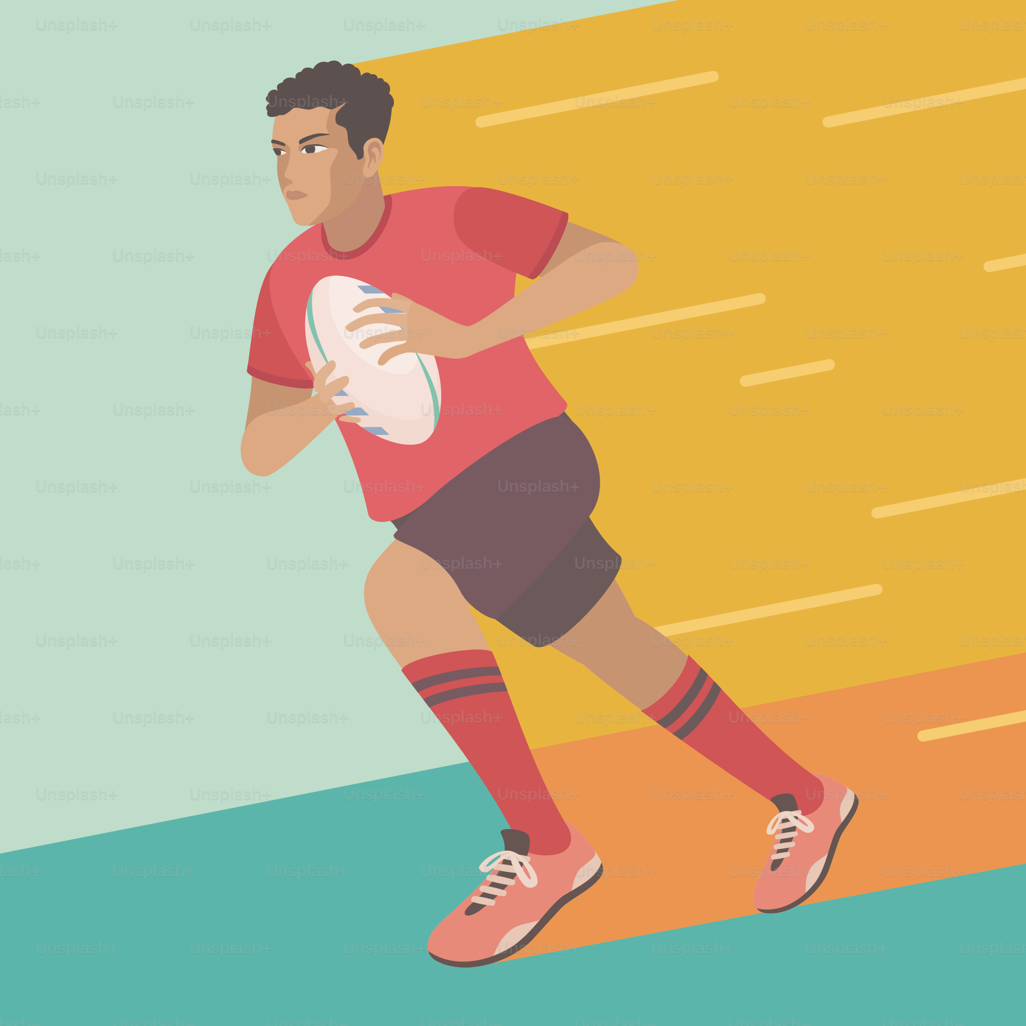 A man running with a rugby ball in his hand