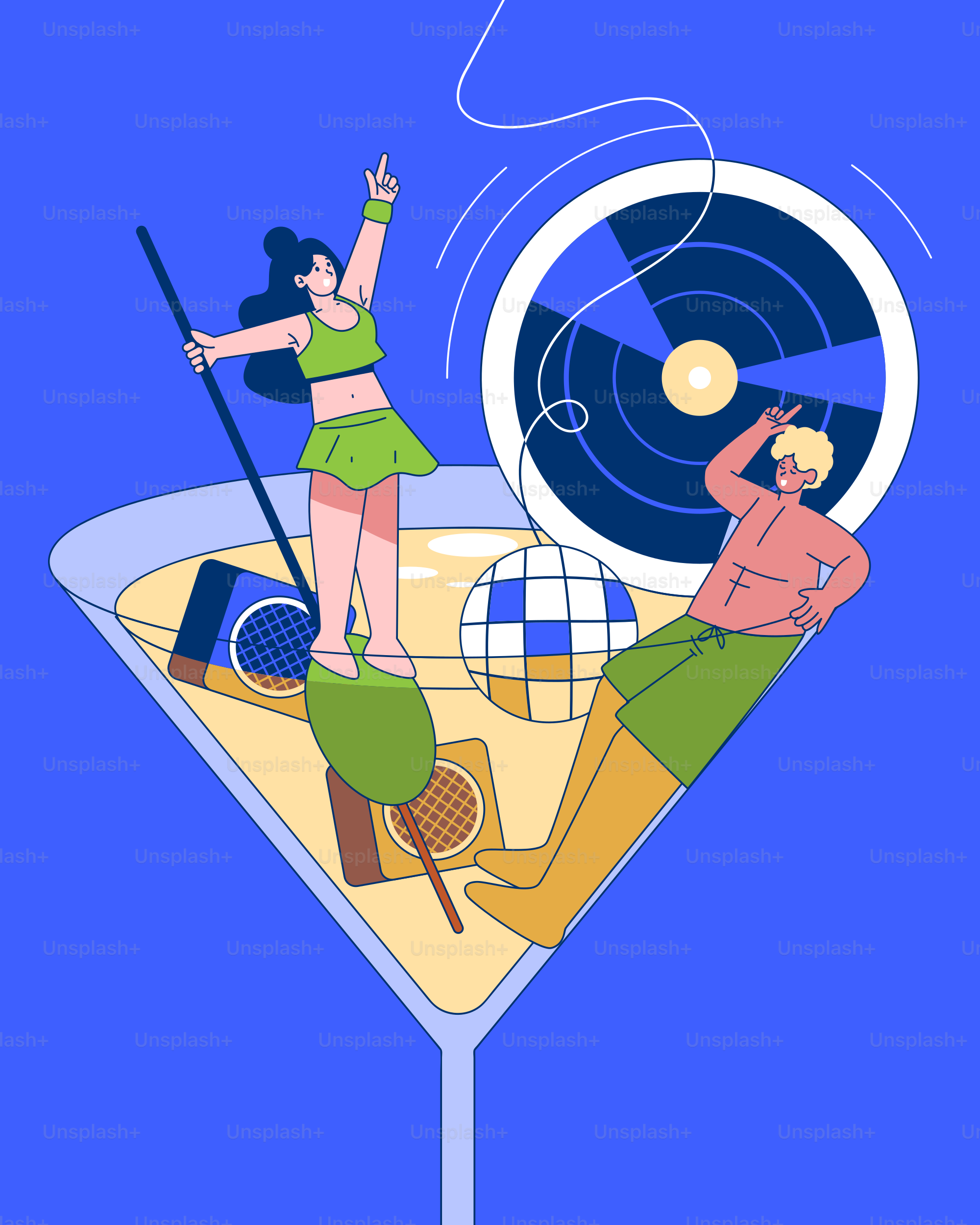 A martini with a man and a woman in it