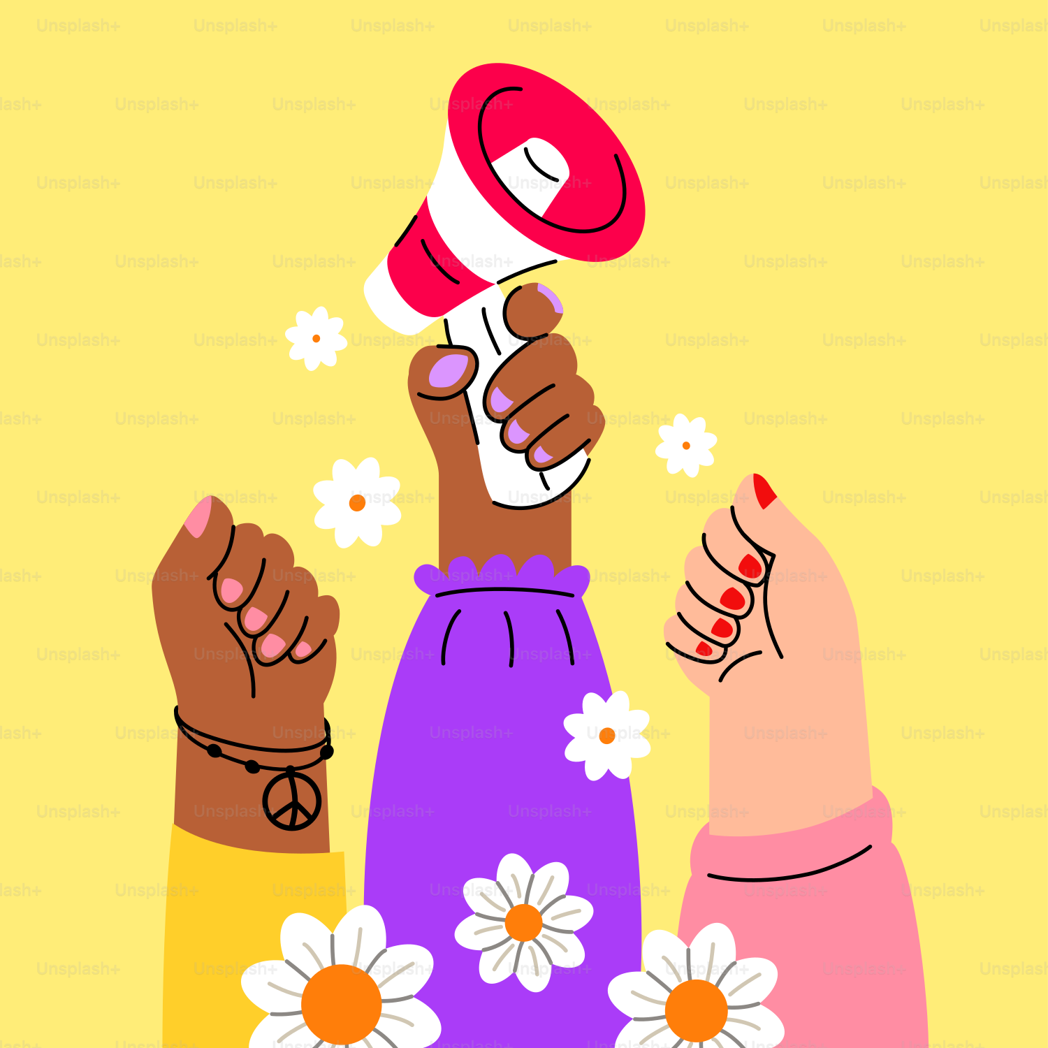 花を持った数人の人