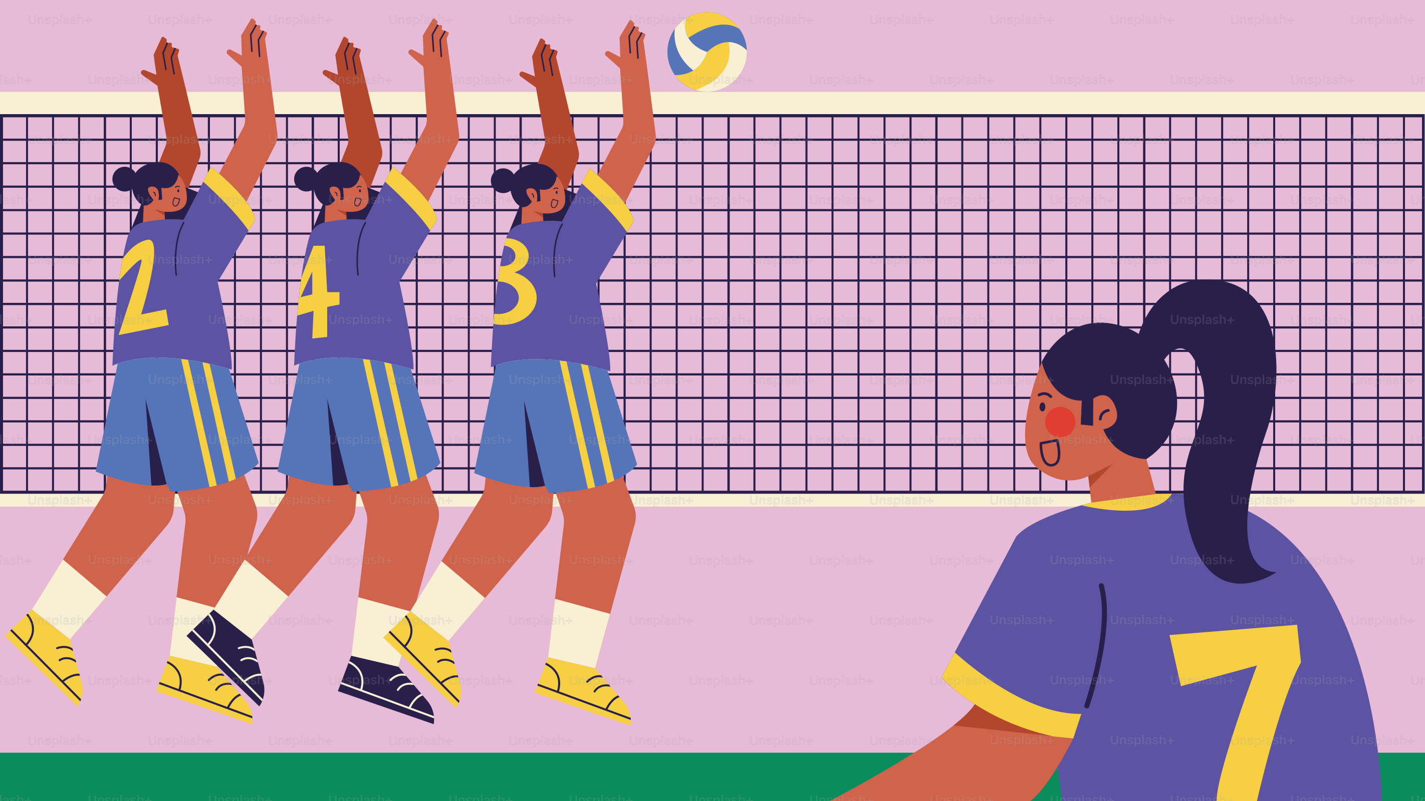 Eine Gruppe von Frauen, die ein Volleyballspiel spielen