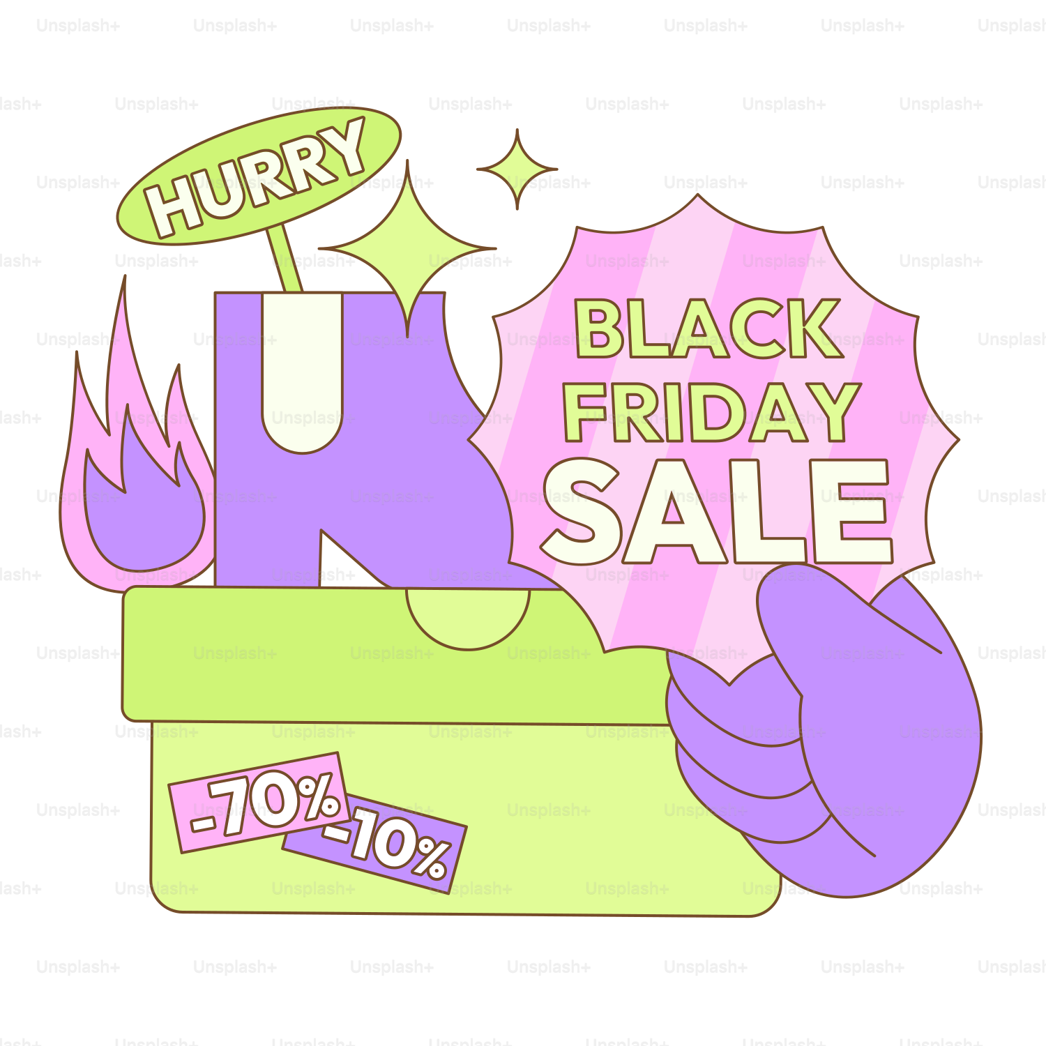 A black friday sale with a hand holding a sign