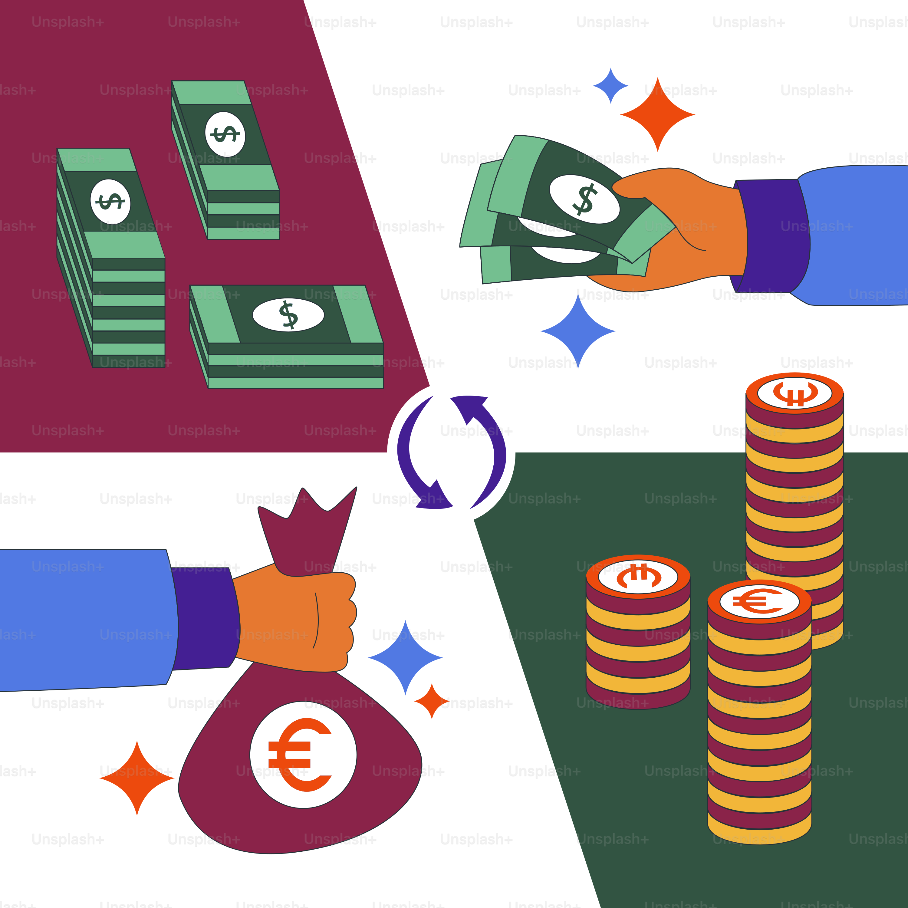 A man is putting money into a bag