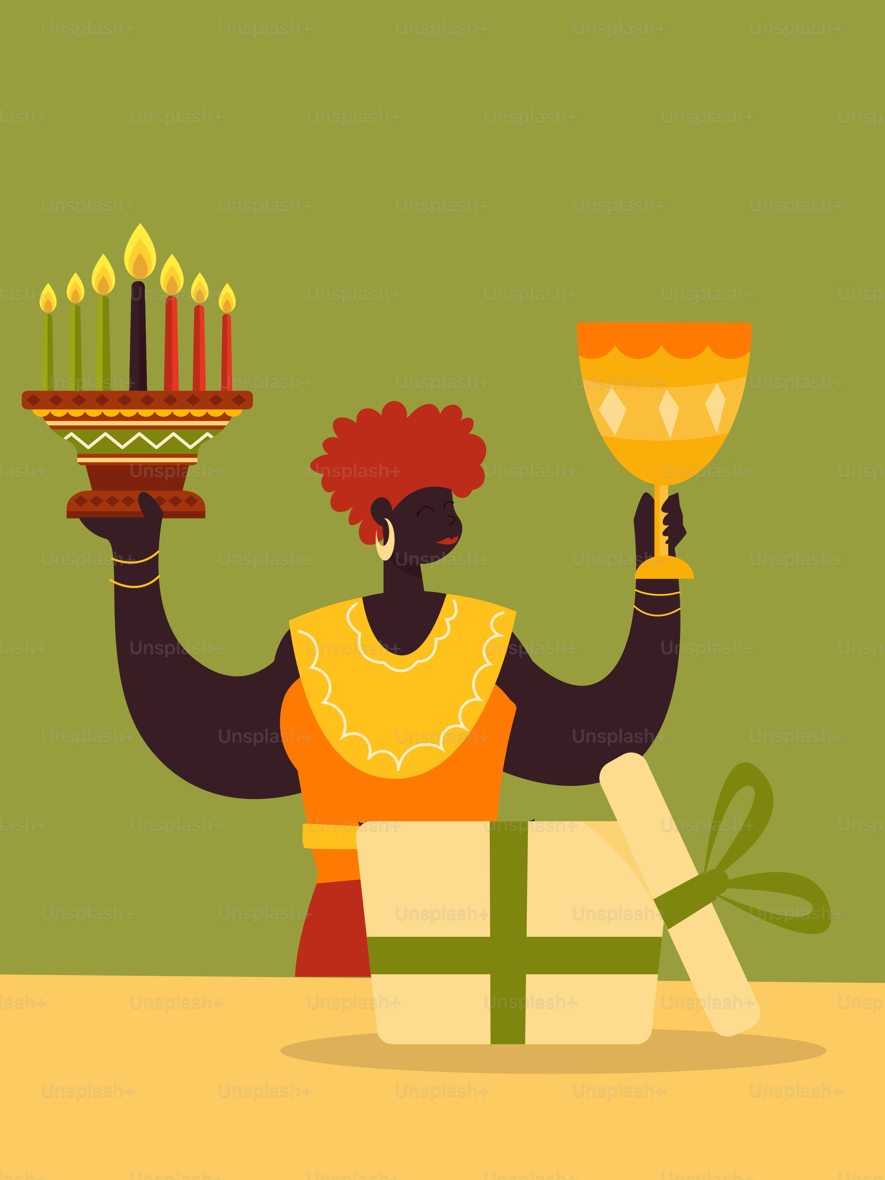 A woman holding a cup and a candle