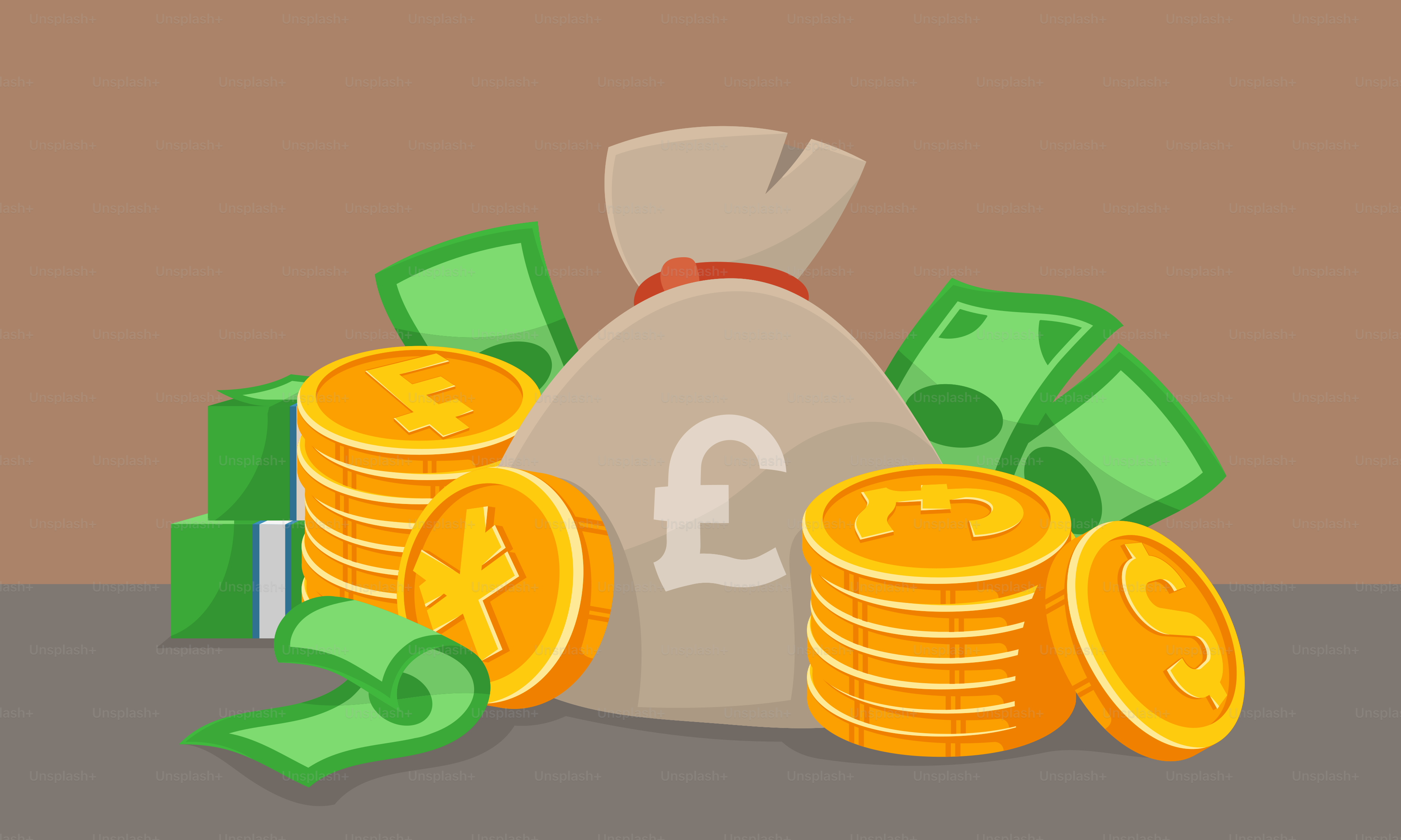 테이블 위에 놓인 돈 가방