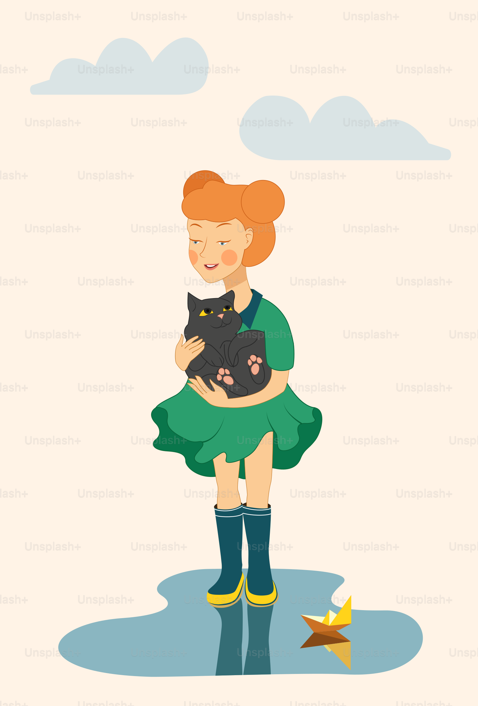 Eine Frau, die eine schwarze Katze in den Armen hält